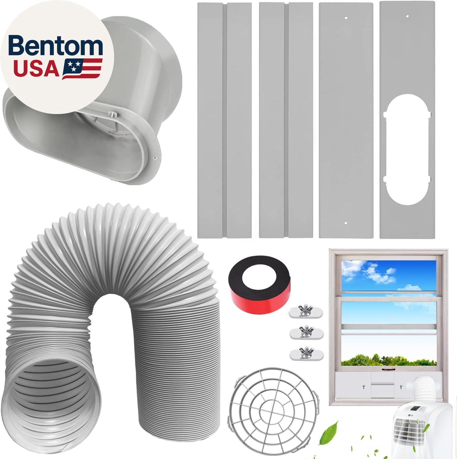 Portable AC Window Vent Kit, Adjustable Vertical/Horizontal Sliding Window Kit P