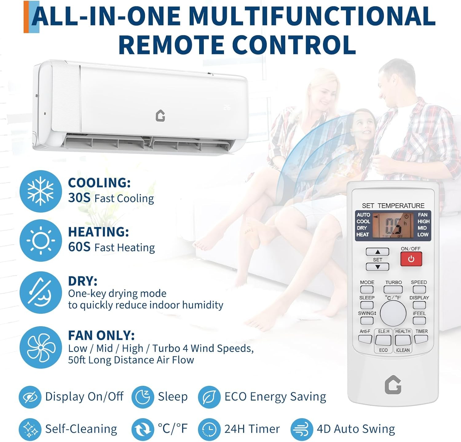18000BTU 230V Mini Split Air Conditioner,SEER2 19 Inverter System,Remote Control