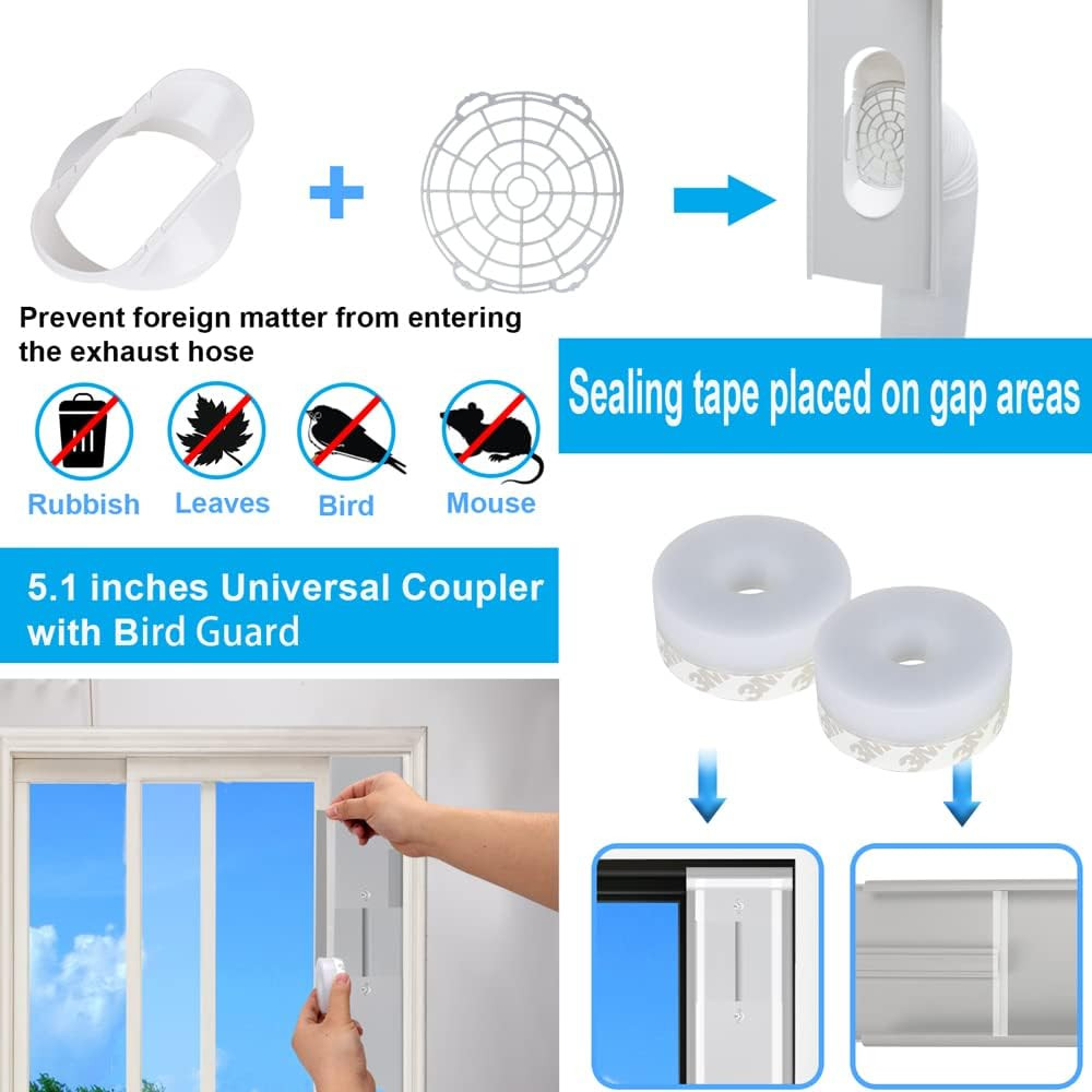 Portable Air Conditioner Sliding Door Vent Kit, 2024 New Upgrade Portable Air Co