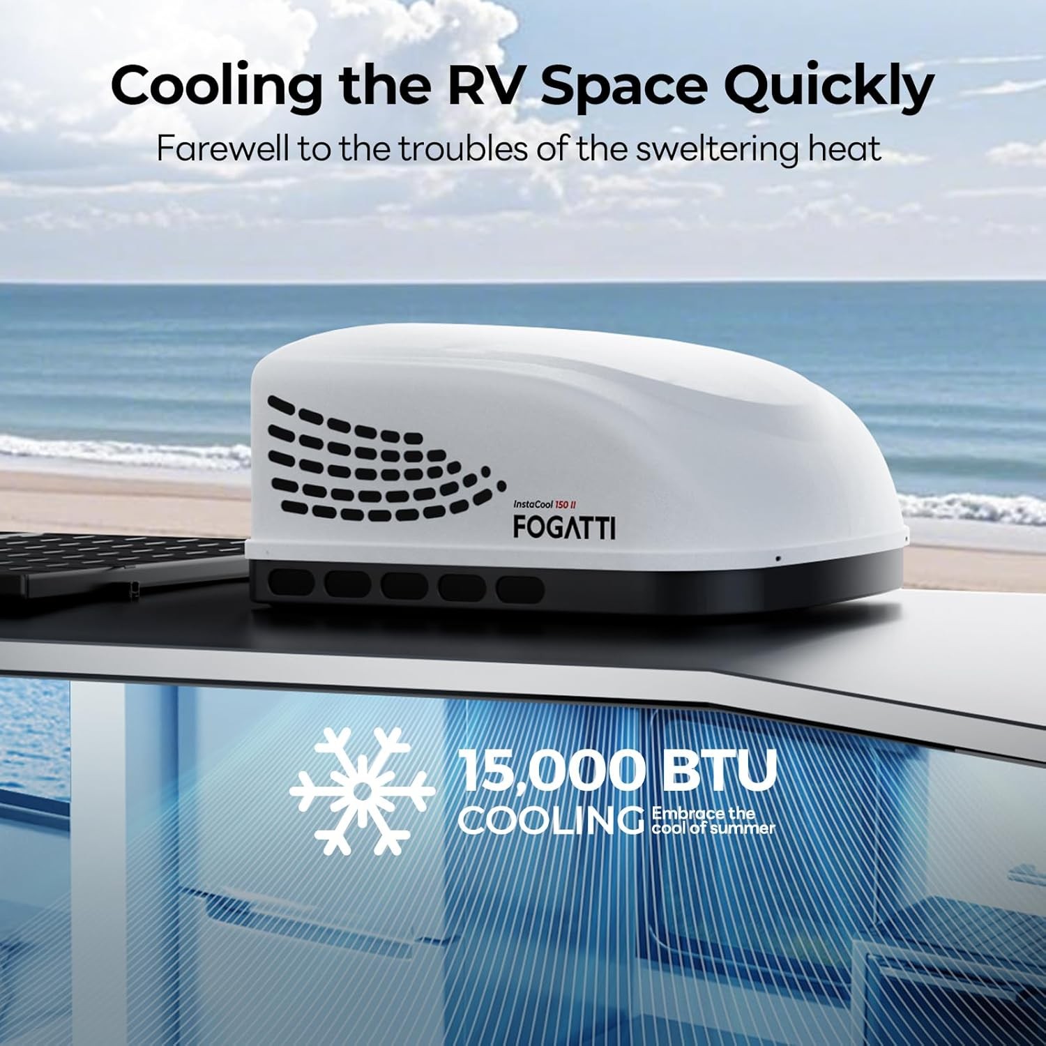 Ducted RV Air Conditioner 15,000 BTU Cooling Quiet Rooftop AC Unit for RV 115V