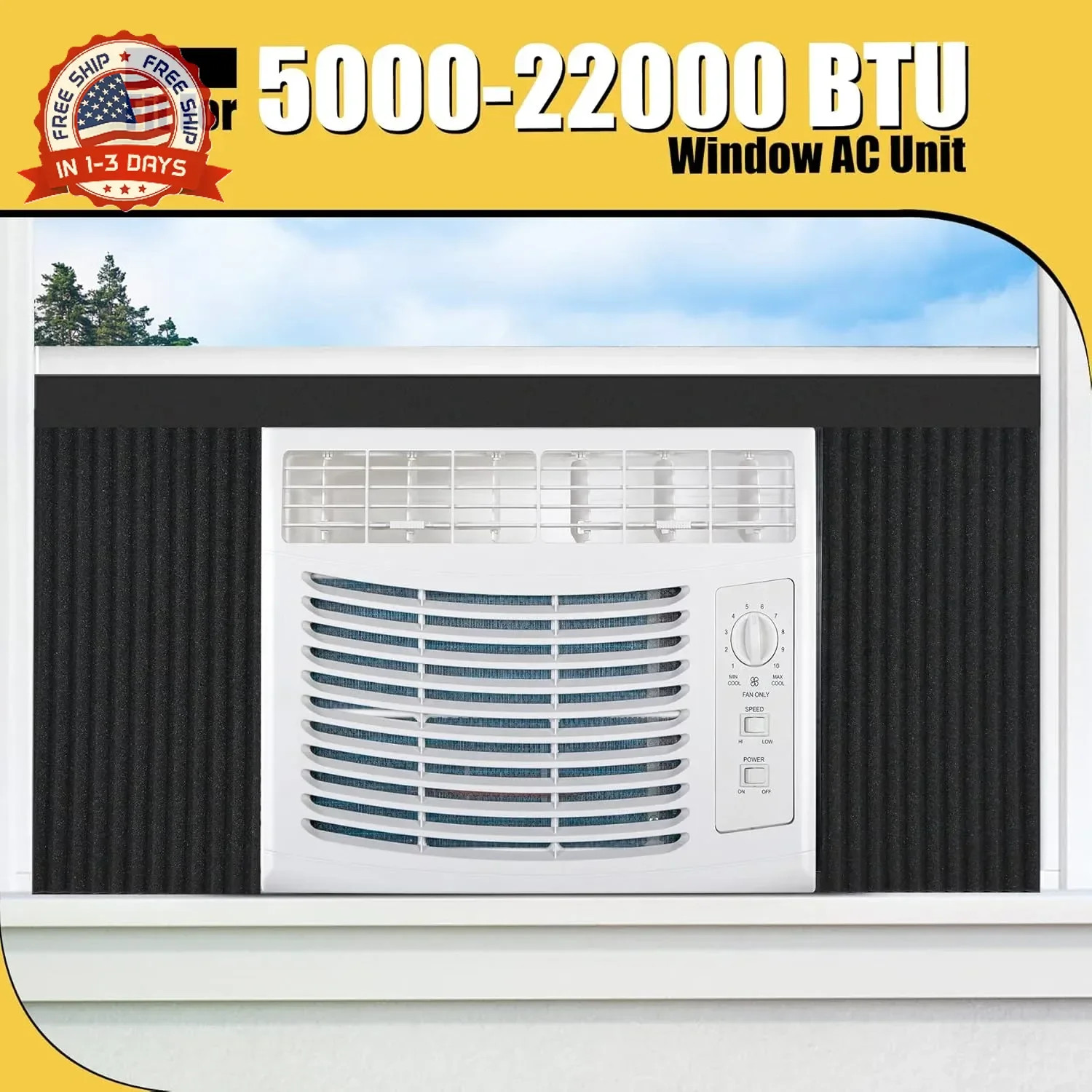 Window Air Conditioner Foam Insulated Panels, 17&Prime; H x 9&Prime; W x 7/8&Prime; T Window AC Si