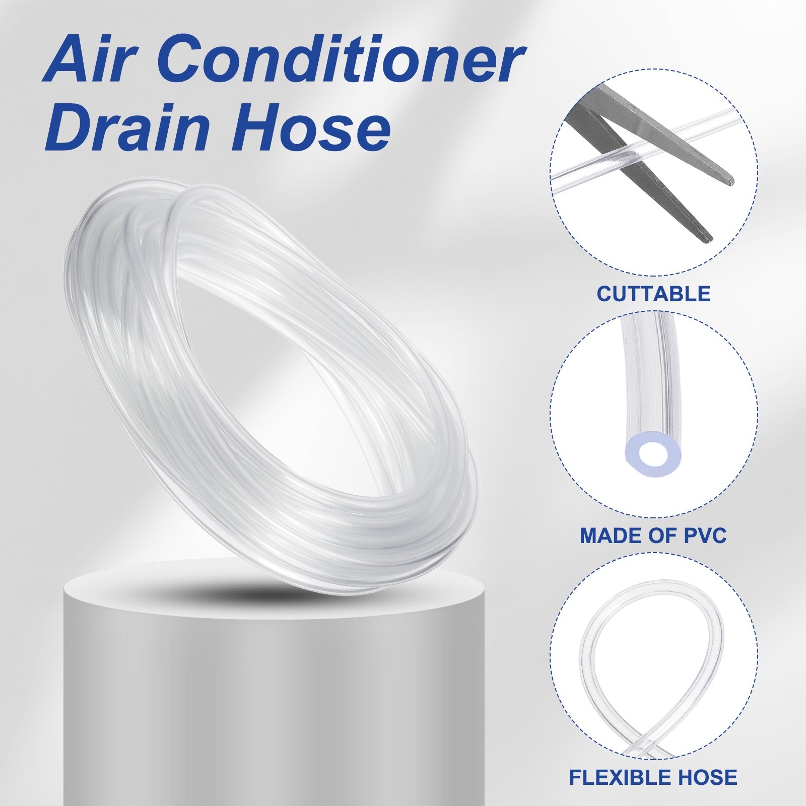 32.8Ft Air Conditioner Drain Hose 5/32&Prime; ID x 5/16&Prime; OD Universal AC Drain Pipe