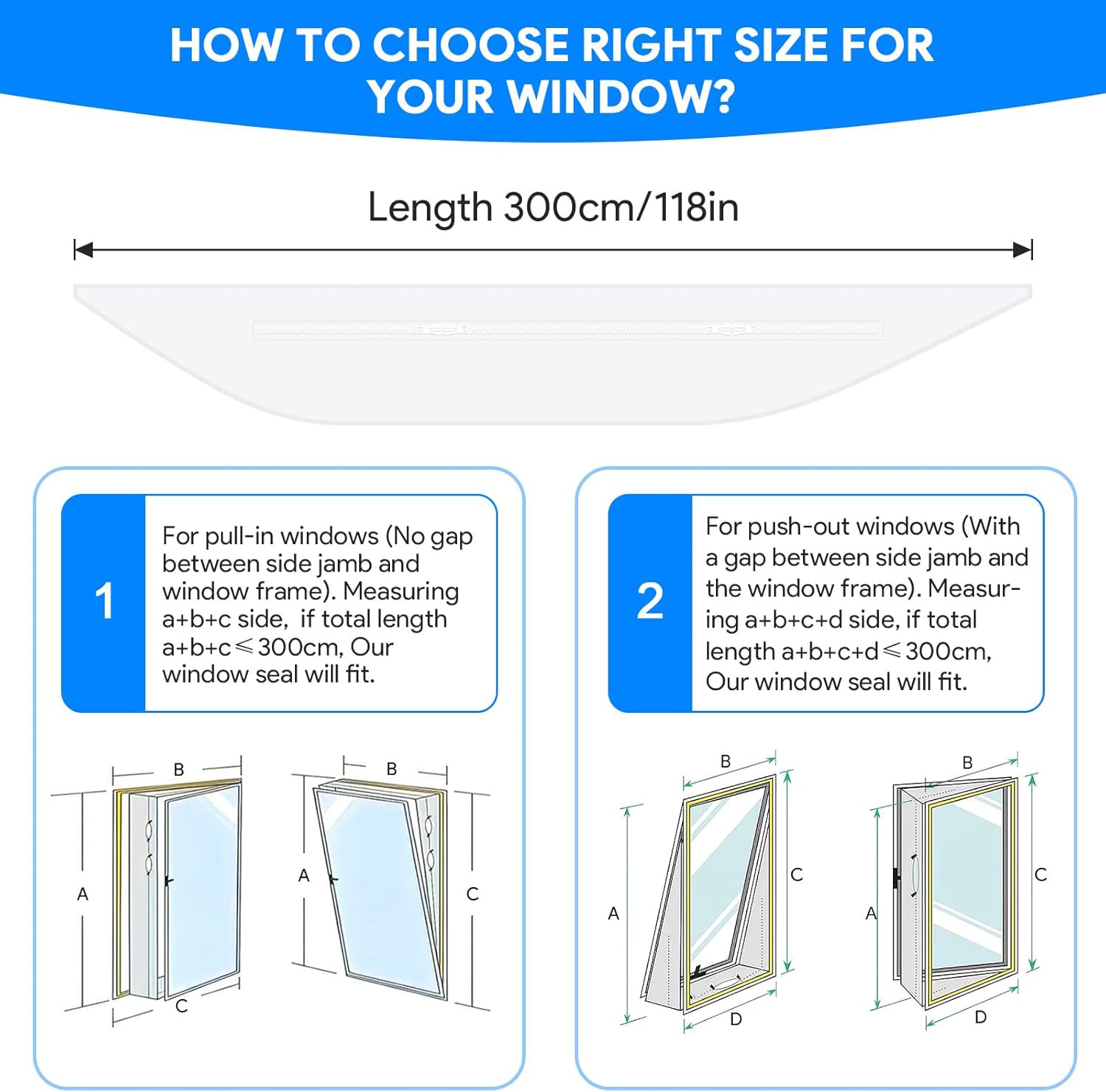 300CM Universal Window Seal for Portable Air Conditioner, 118 » Portable AC Wind