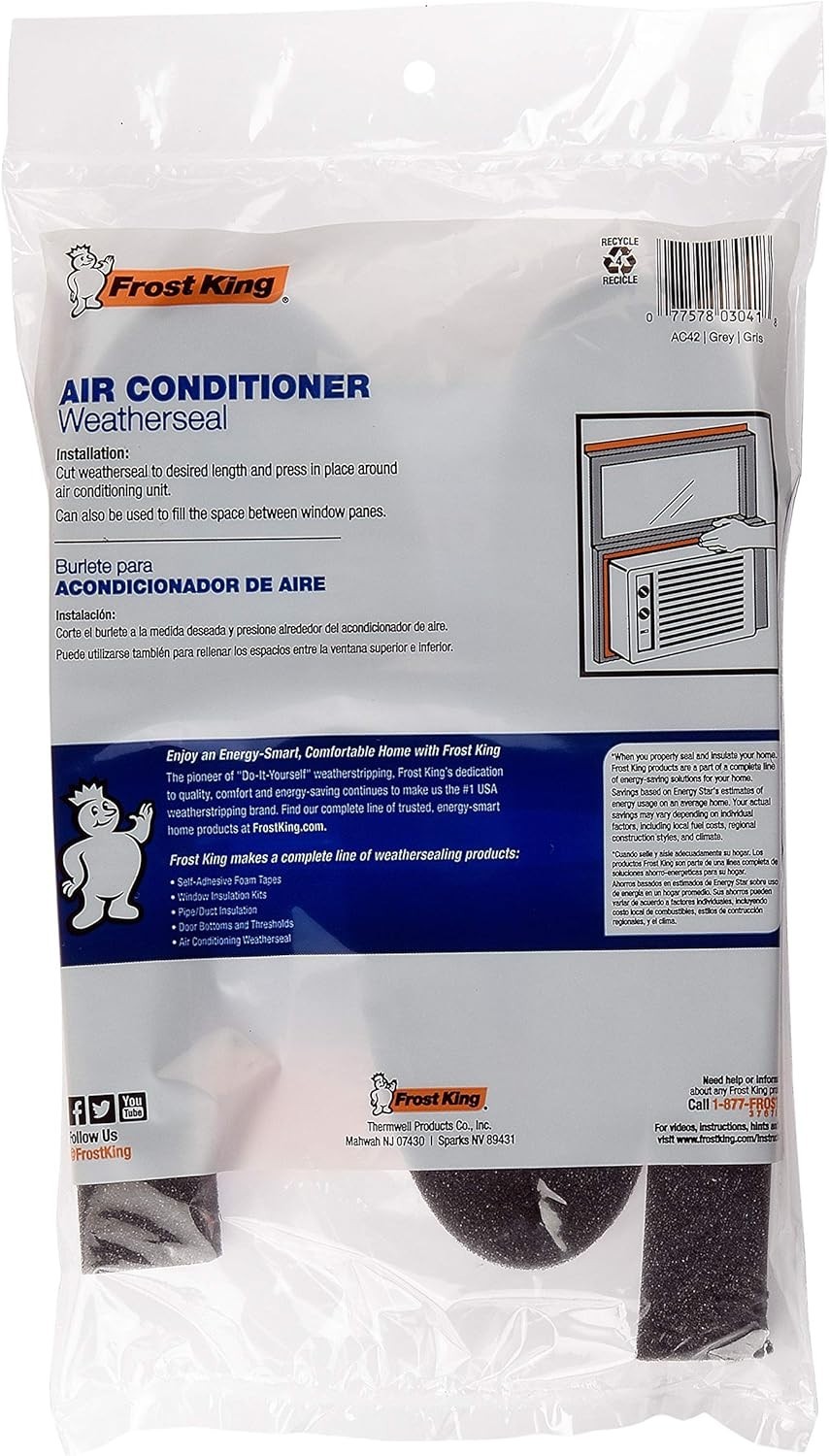 Frost King 42-Inch Weatherseal Tape – Open Cell Foam for Air Conditioner Comfort