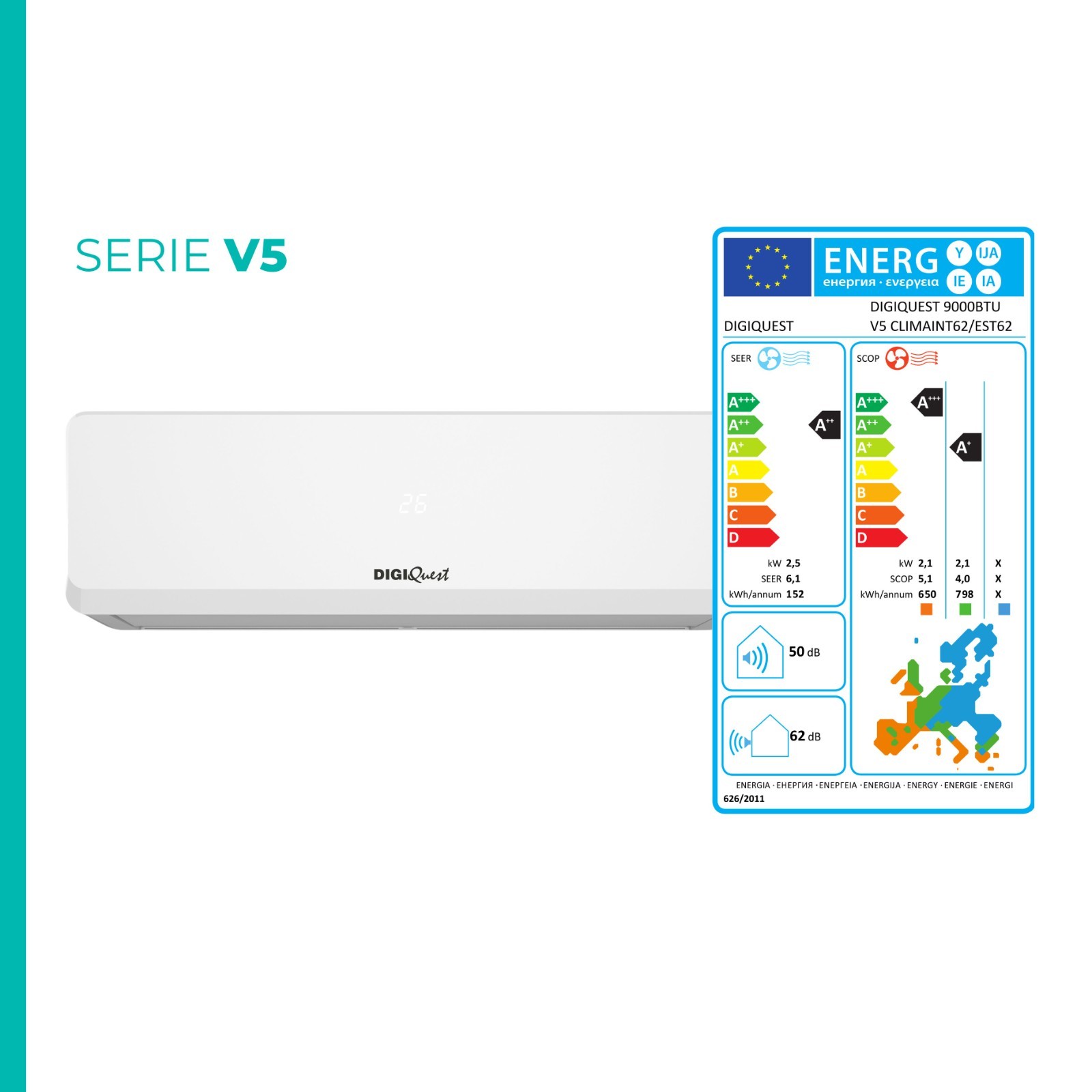 9000 BTU V5 DIGIQUEST INVERTER AIR CONDITIONER KIT