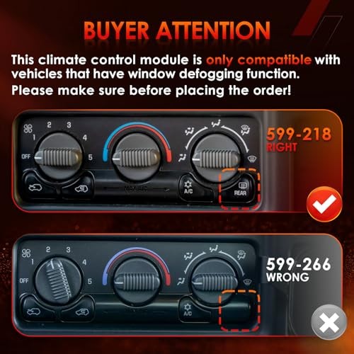 599-218 Front Climate Control Module (WITH Rear Windshield WITH Rear Defogging
