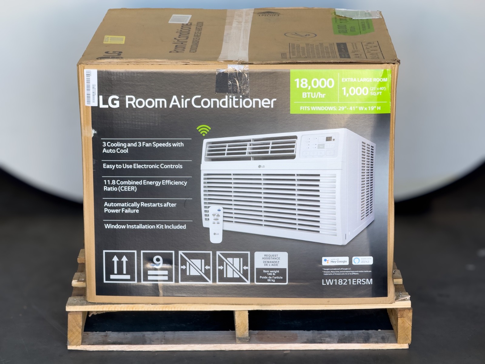 LG LW1821ERSM Slide-Out Chassis Smart Window Air Conditioner, Quiet: White