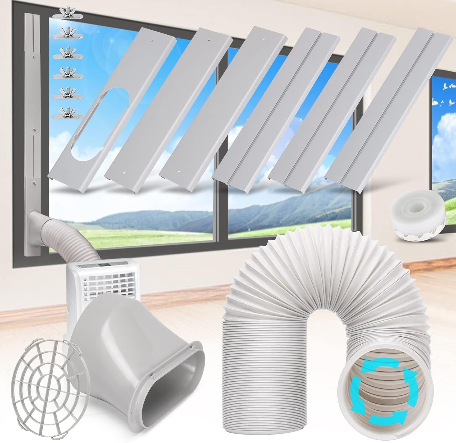 Portable Air Conditioner Window Vent Kit 5.9” Exhaust Hose Adjustable Universal