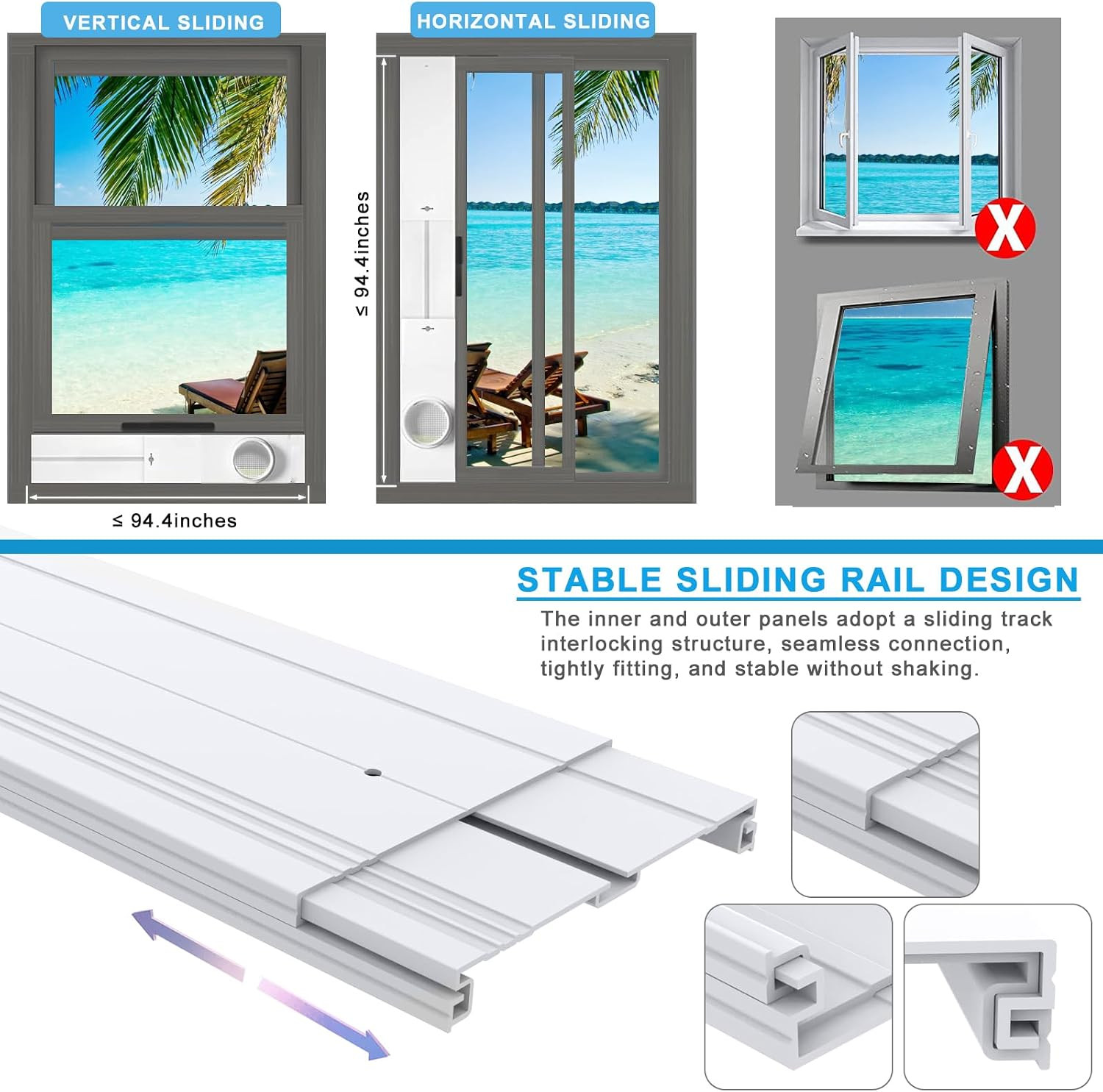 Kit de Puerta y Ventana Aire Acondicionado Portatil Placas Sello Universal 6 Pzs