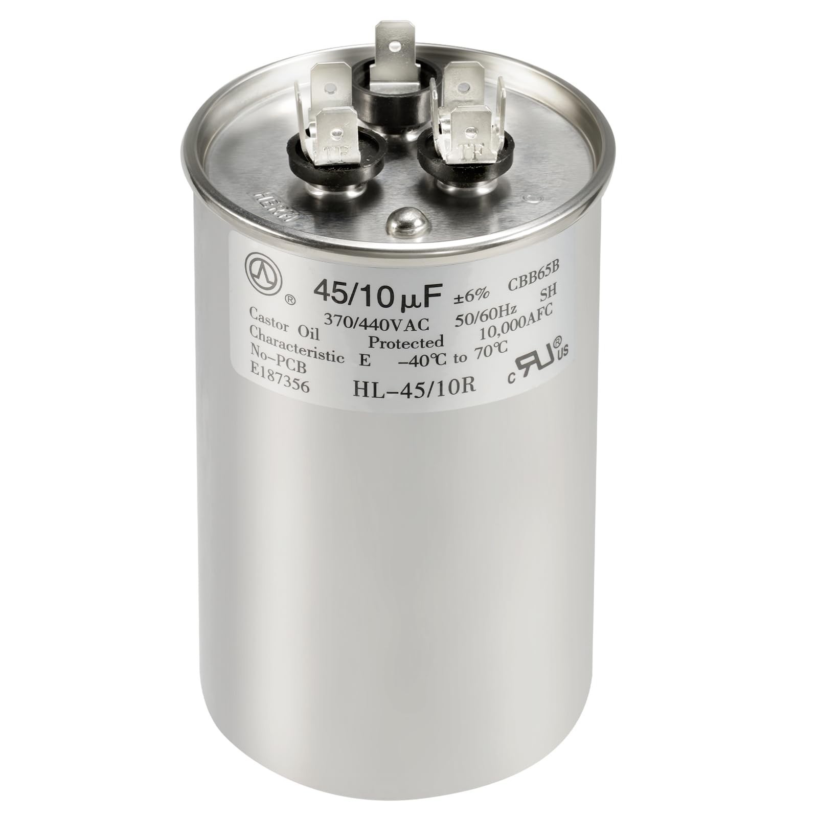 Dual Run Capacitor 45+10 uF 370V/440VAC for Heat Pump & AC – 10-Year Warranty