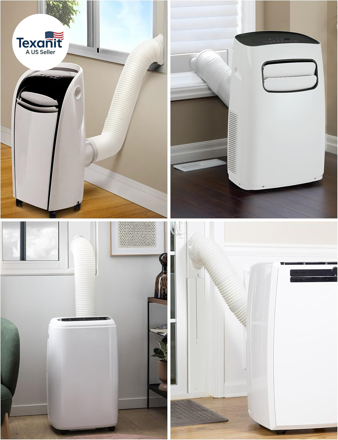 Upgraded Portable Air Conditioner Window Vent Kit, with 5.9 Exhaust Hose, 4 Slid
