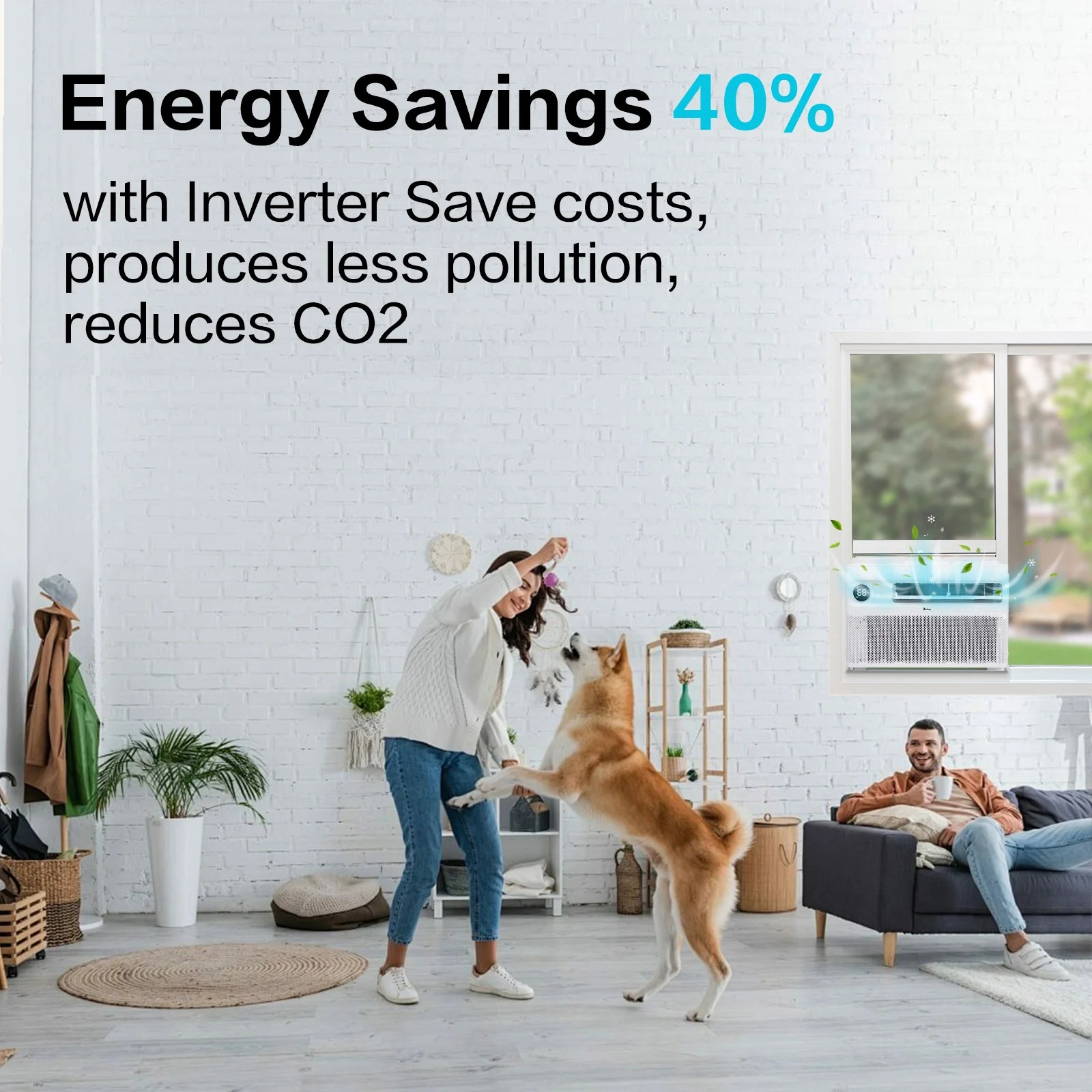 12000 BTU Inverter Window Air Conditioner, Energy-Saving Window AC Unit with APP
