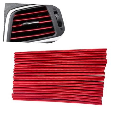 20PCS Car Vent Outlet Trim, Waterproof Car Air Conditioner Decoration Strip Red