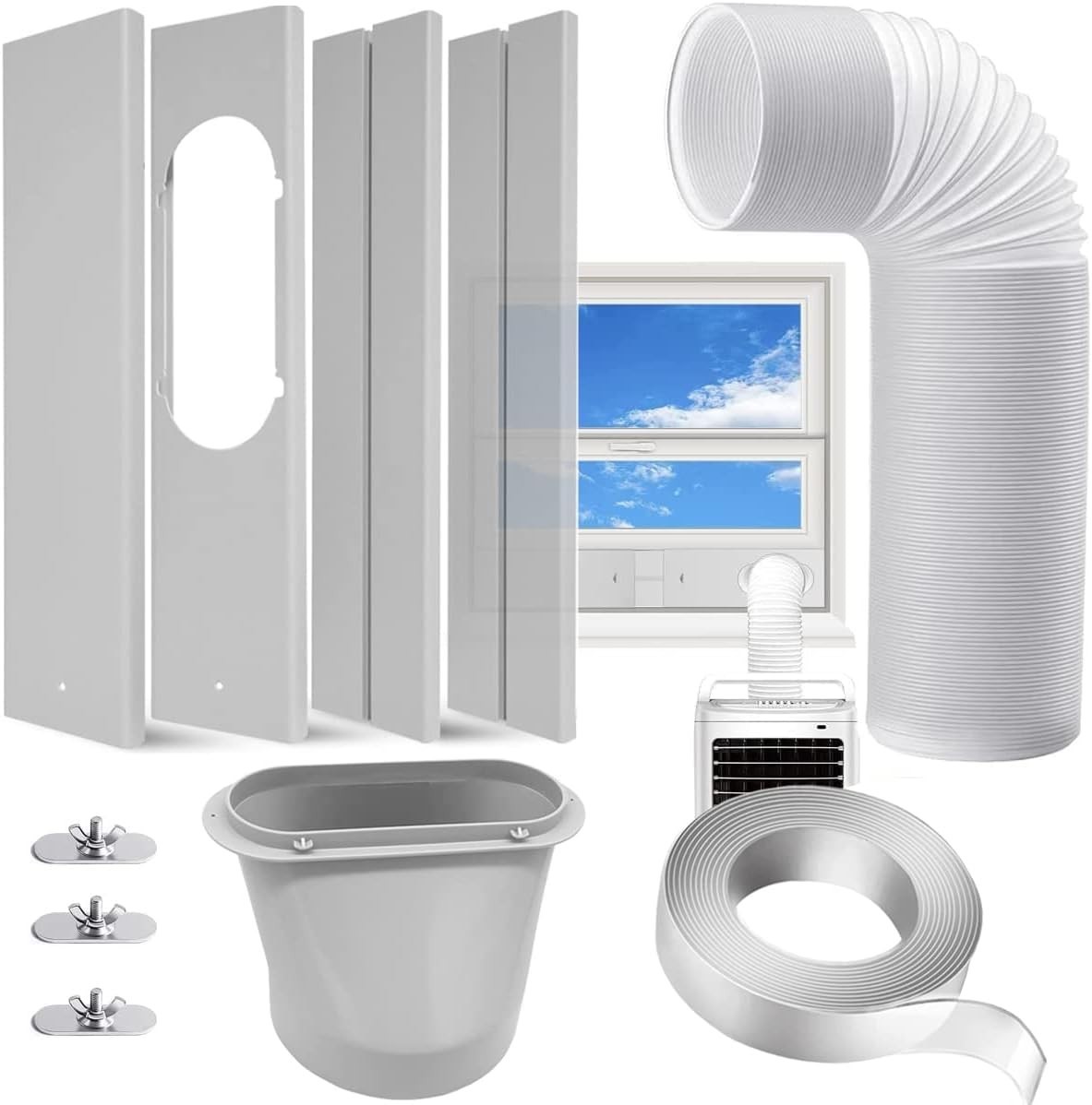Kit de aire acondicionado portátil para ventana con manguera de escape de 5,9” p