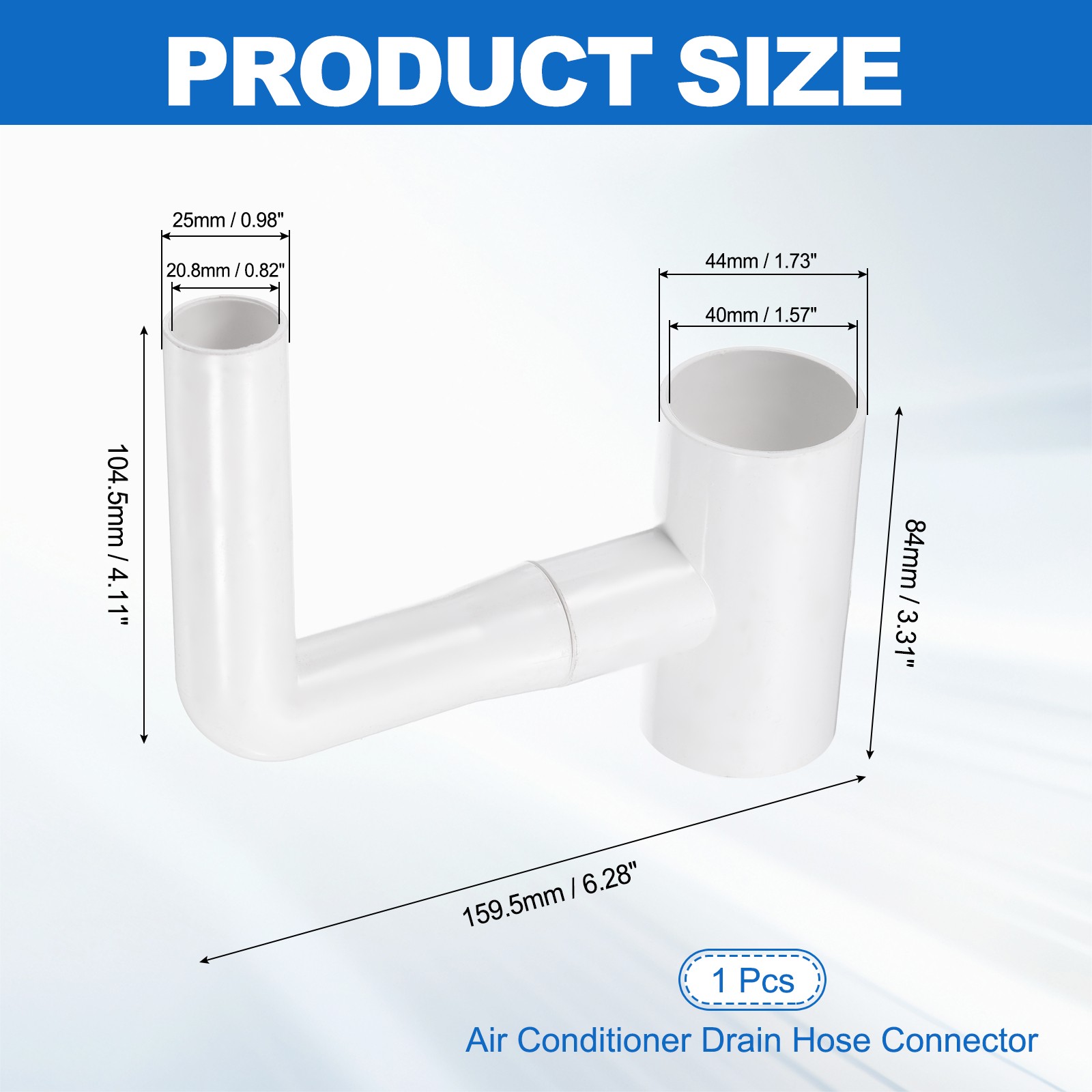 40x25mm PVC Three-Way Air Conditioner Drain Hose Connector, White