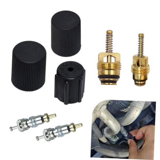 7 PCS Air Conditioning Valve Core Kit, AC Low Pressure Port Cap, AC