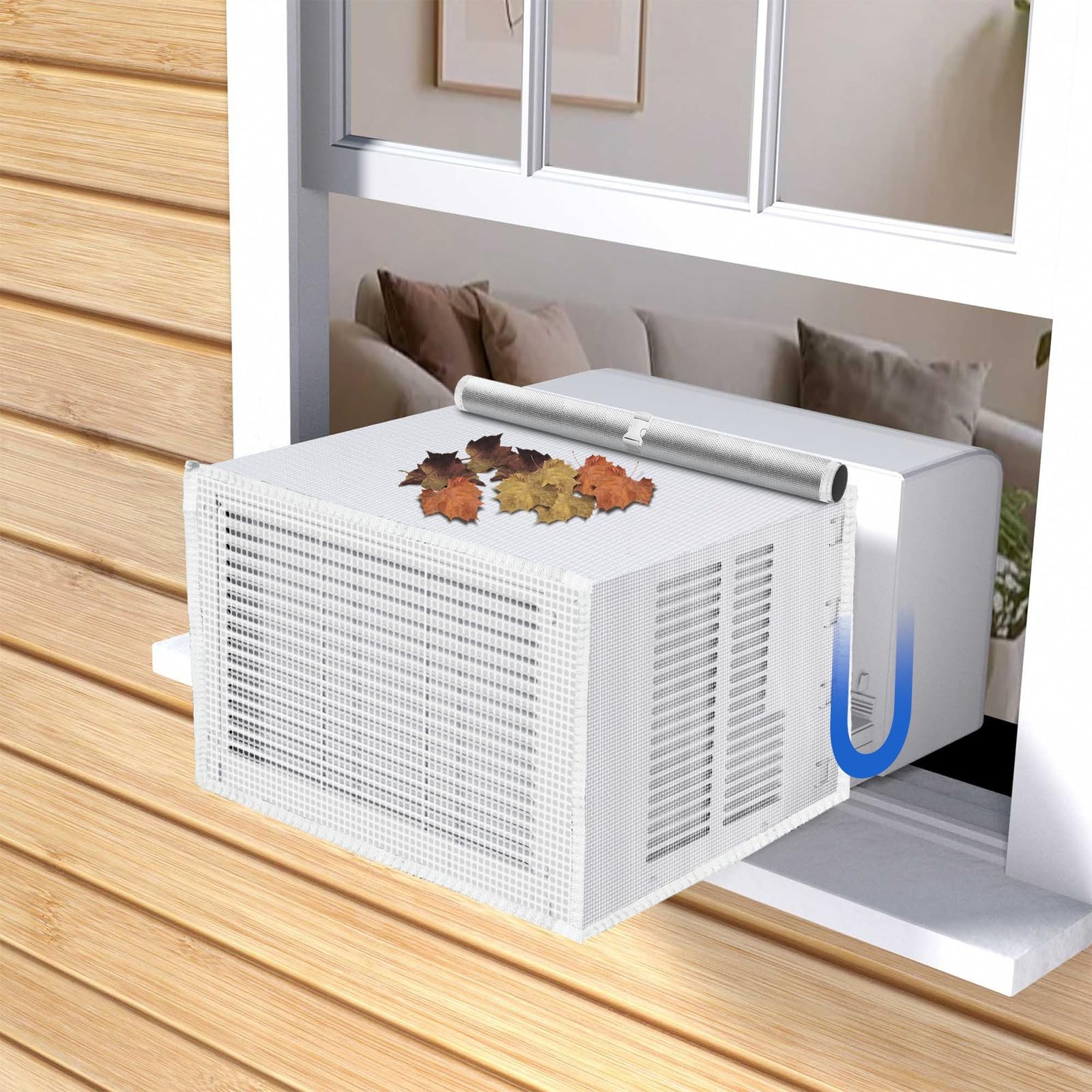 U-shaped Window AC Cover: PVC Mesh for U Shape Window Air Conditioner 8000 10000