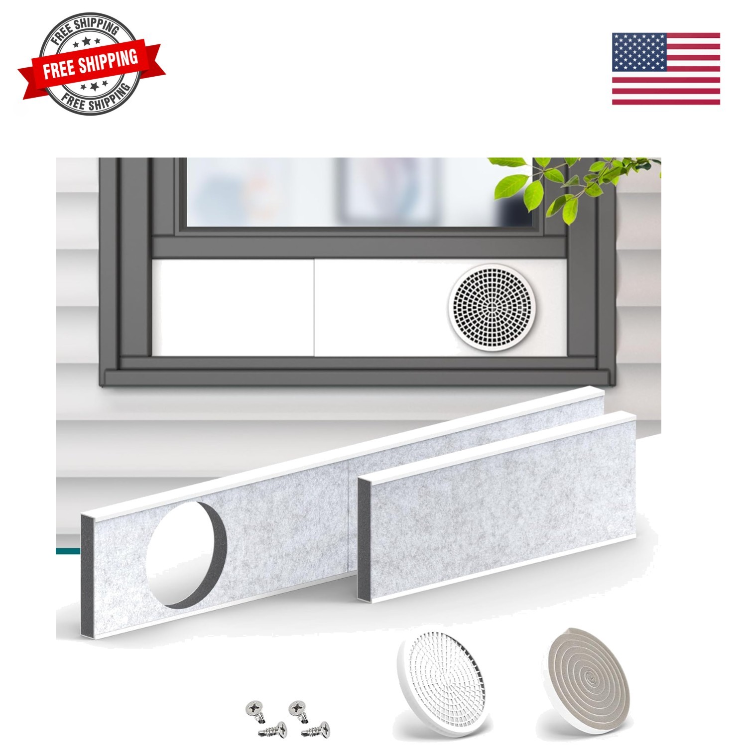 Portable Air Conditioner Window Kit With Foam Insulation,Heat And Noise Insul…