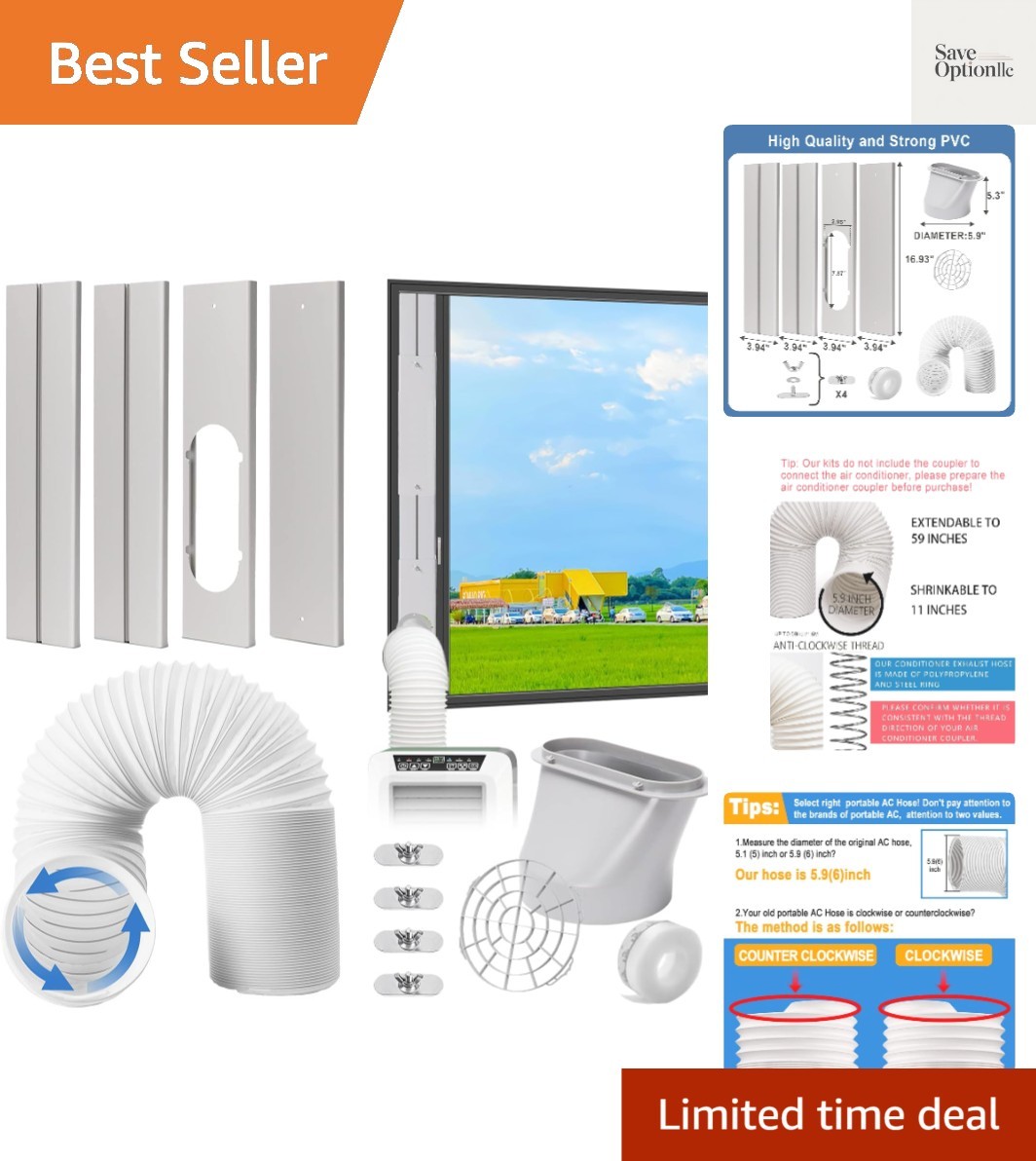Portable AC Window Vent Kit, Adjustable Vertical/Horizontal Sliding Window Ki…