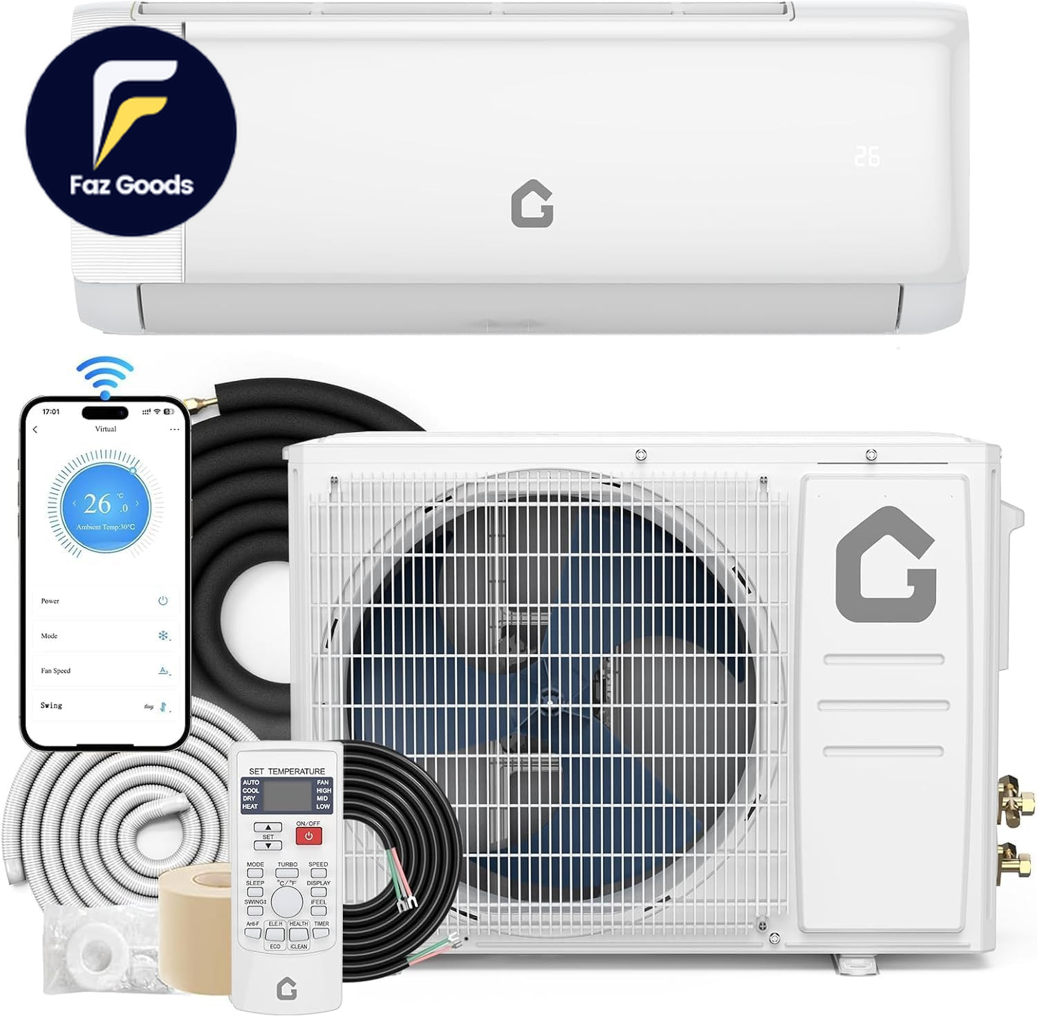 12,000 BTU Mini Split Air Conditioner & Heat Pump 21 SEER2 Ductless Inverter