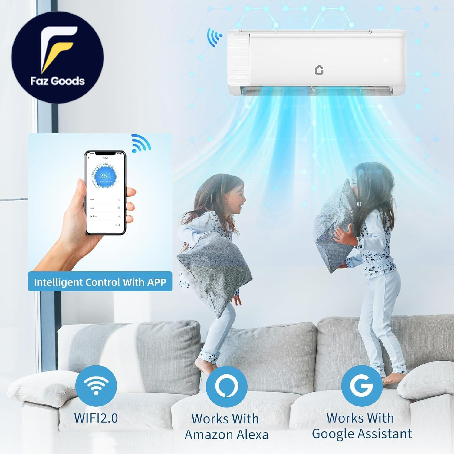 12,000 BTU Mini Split Air Conditioner & Heat Pump 21 SEER2 Ductless Inverter