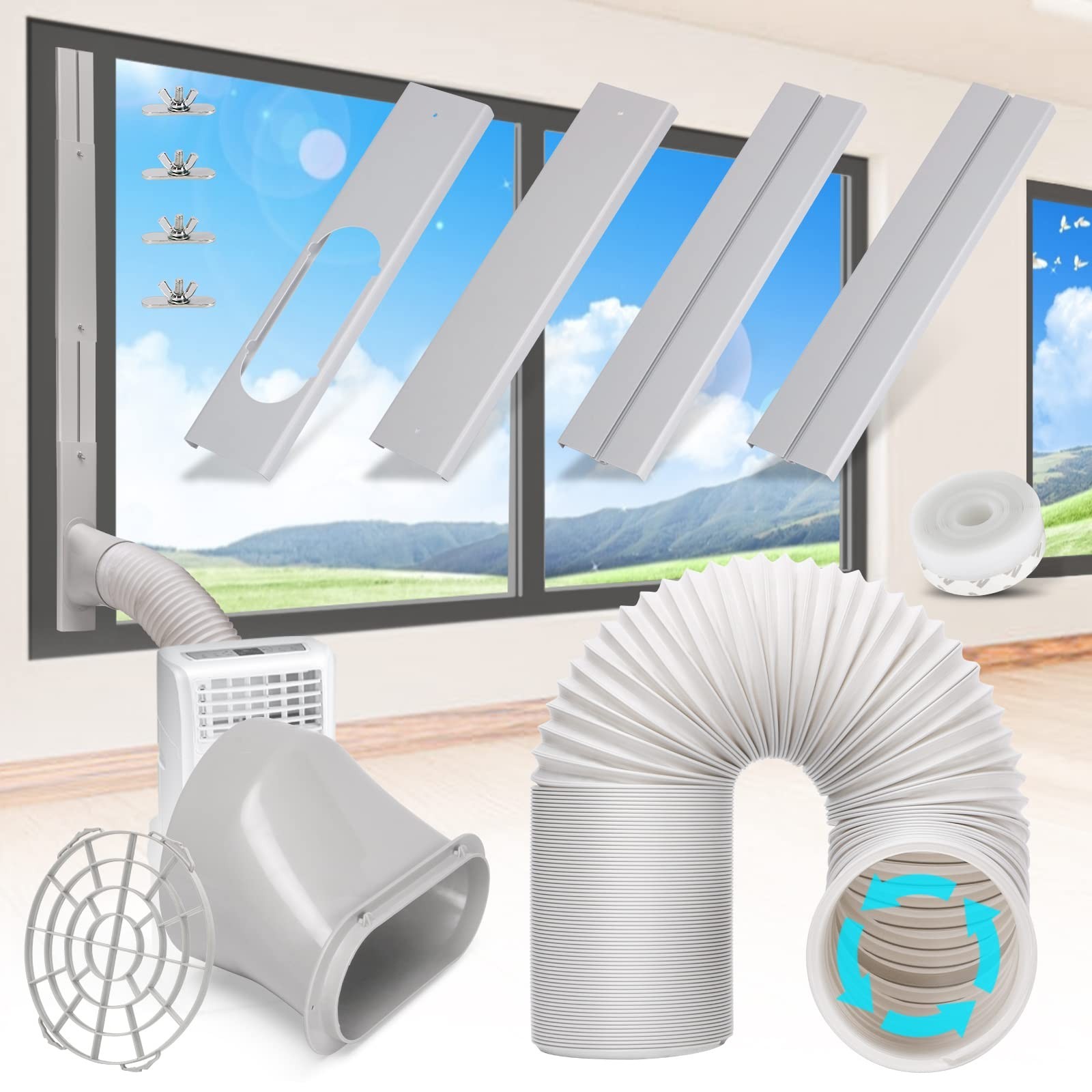 Portable Air Conditioner Window Vent Kit with 5.9” Exhaust Hose Adjustable Po…
