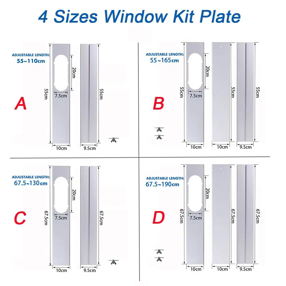 2Pcs Adjustable Portable Air Conditioner Window Kit Slide Plate Wind Shield or 1