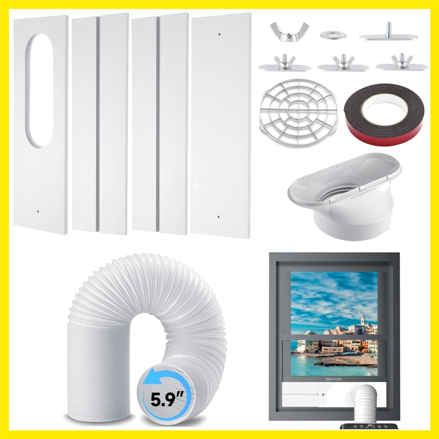 BAFFOGY Portable Air Conditioner Window Kit with Hose, 5.9“ Diameter 59” Leng…