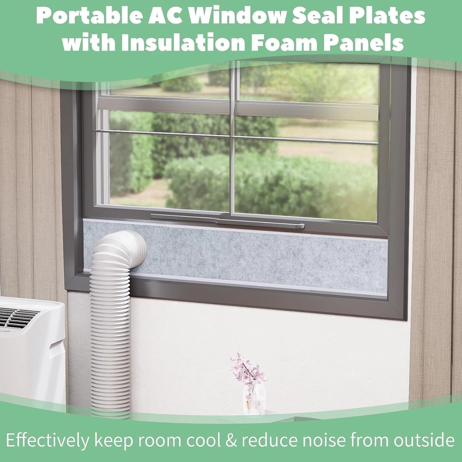 Portable Air Conditioner Window Vent Kit with Insulation Foam Panels, Adjusta…