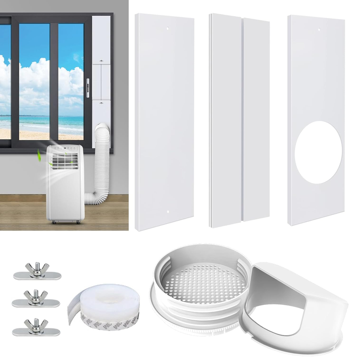 Portable Air Conditioner Window Vent Kit with 2-In-1 Coupler Fit for 5.0&Prime;/5.9” E