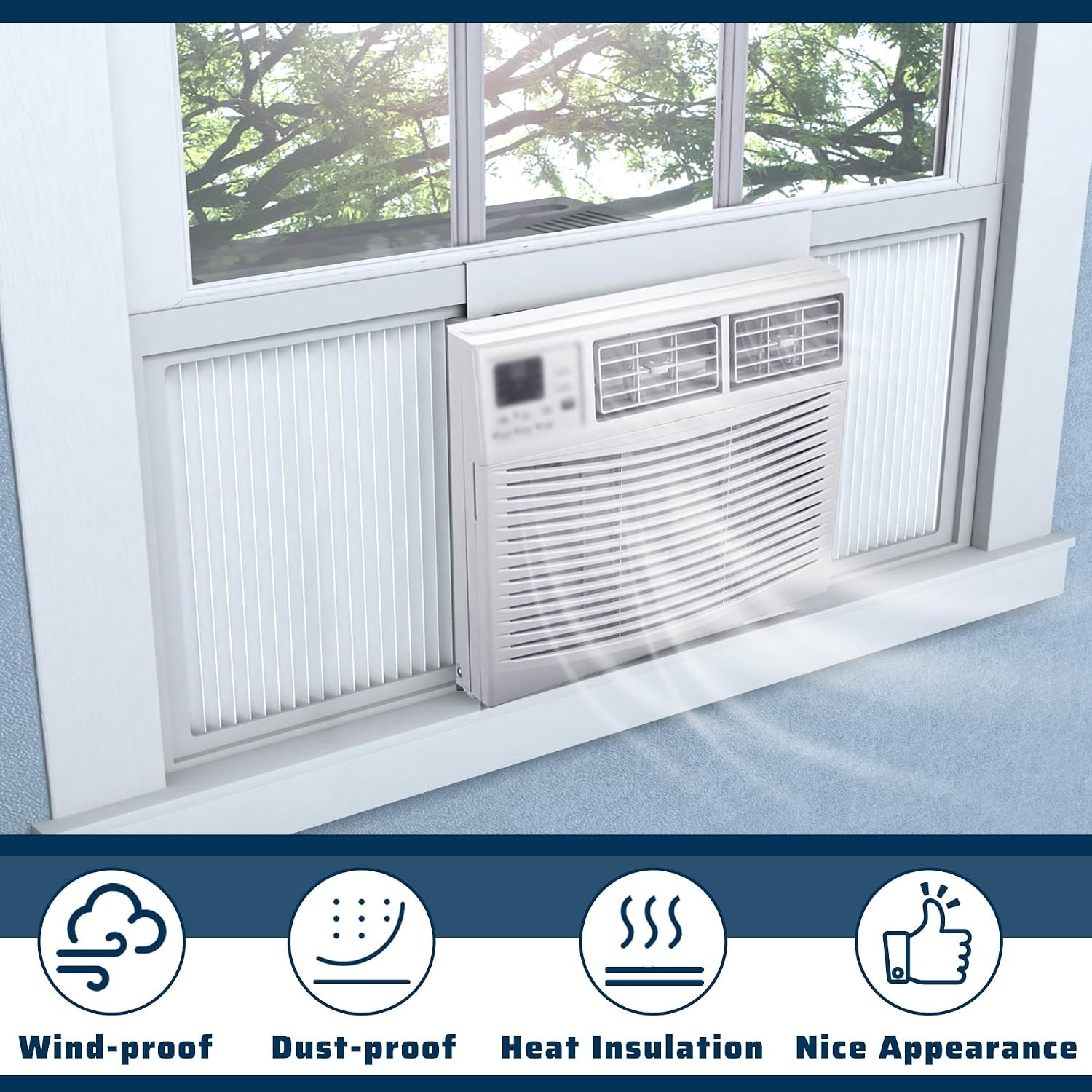 Window Air Conditioner Side Panels Kit 17&Prime; H x 19 1 4&Prime; W Extra Wide Window AC