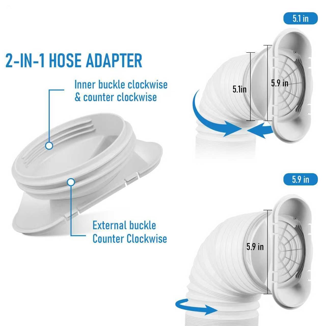 Portable Air Conditioner Window Vent Kit – 5.9&Prime; Exhaust Hose, Sliding Window Sea