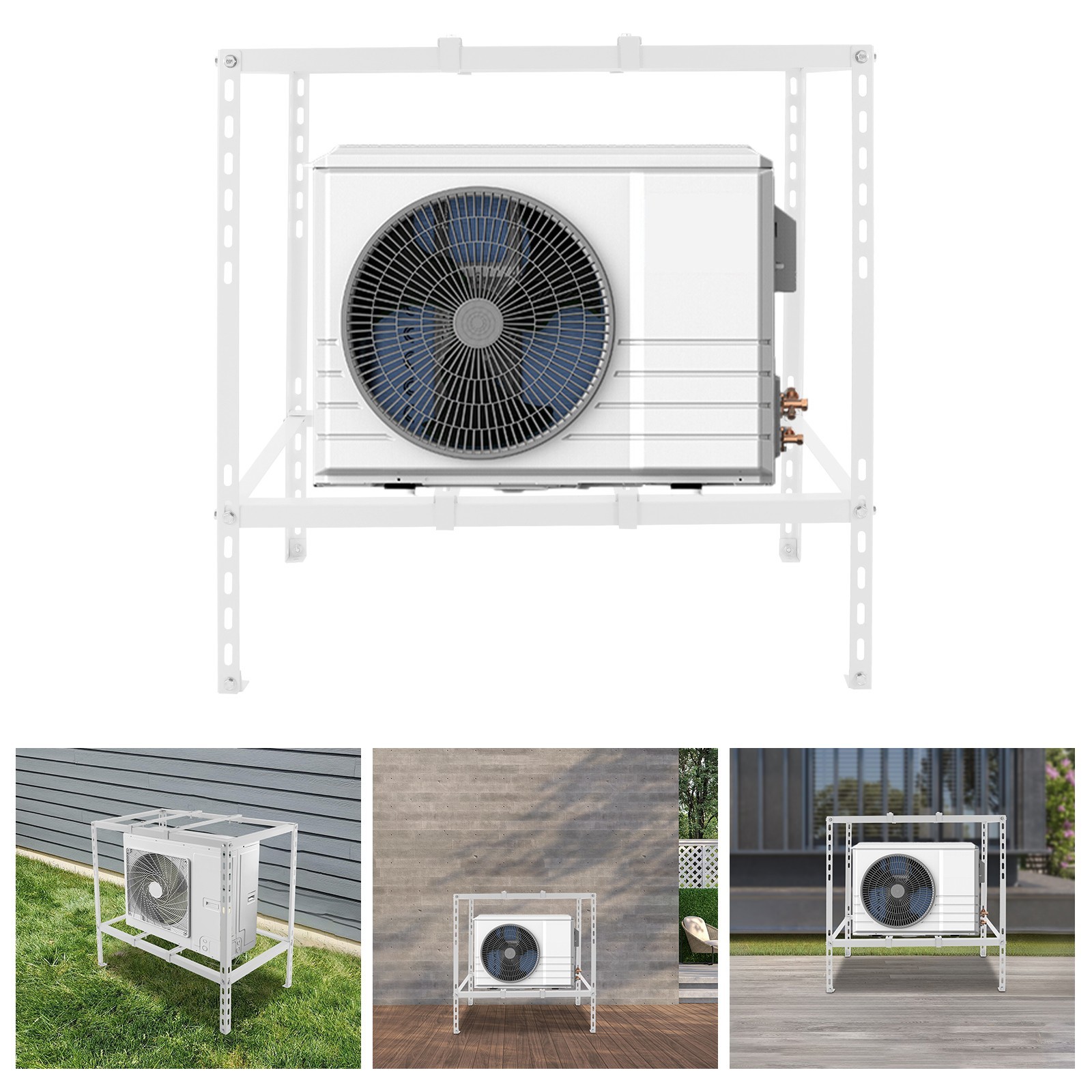 35x20x35in White AC Support Bracket Double Tier 110LB Capacity for Outdoor Unit