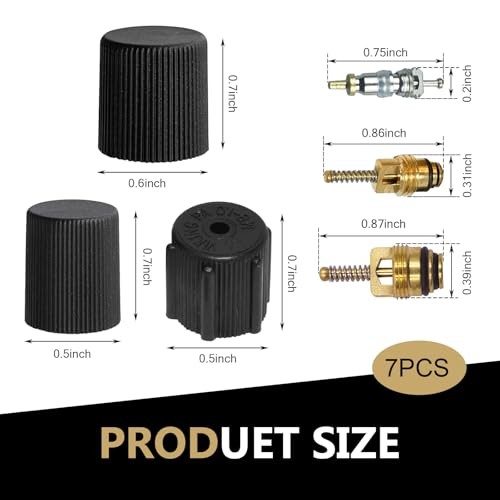 7 PCS Air Conditioning Valve Core Kit, AC Low Pressure Port Cap, AC