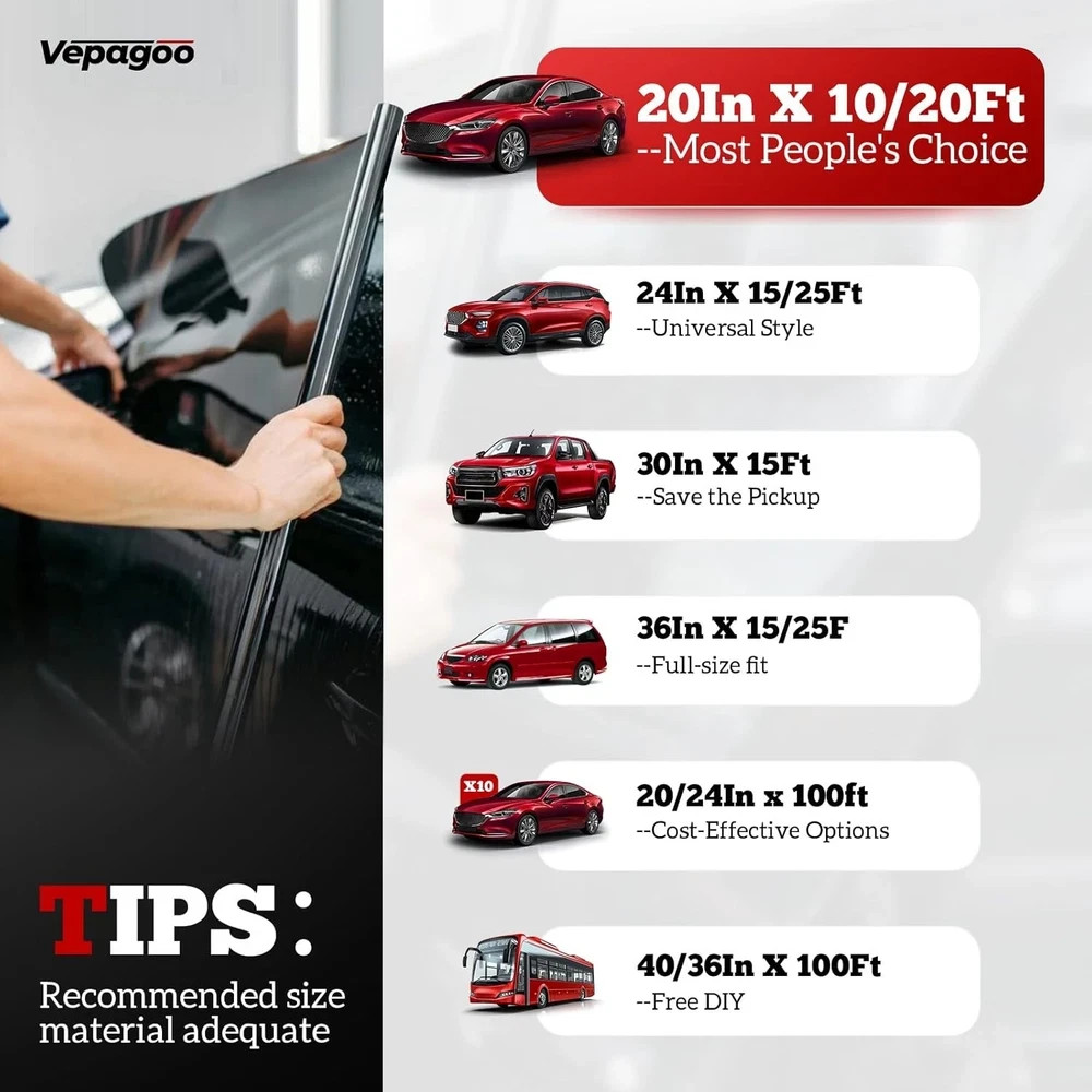 5% VLT Ceramic Car Window Tint Film (40&Prime; X 100FT) – Heat & Glare Reduction, Bloc