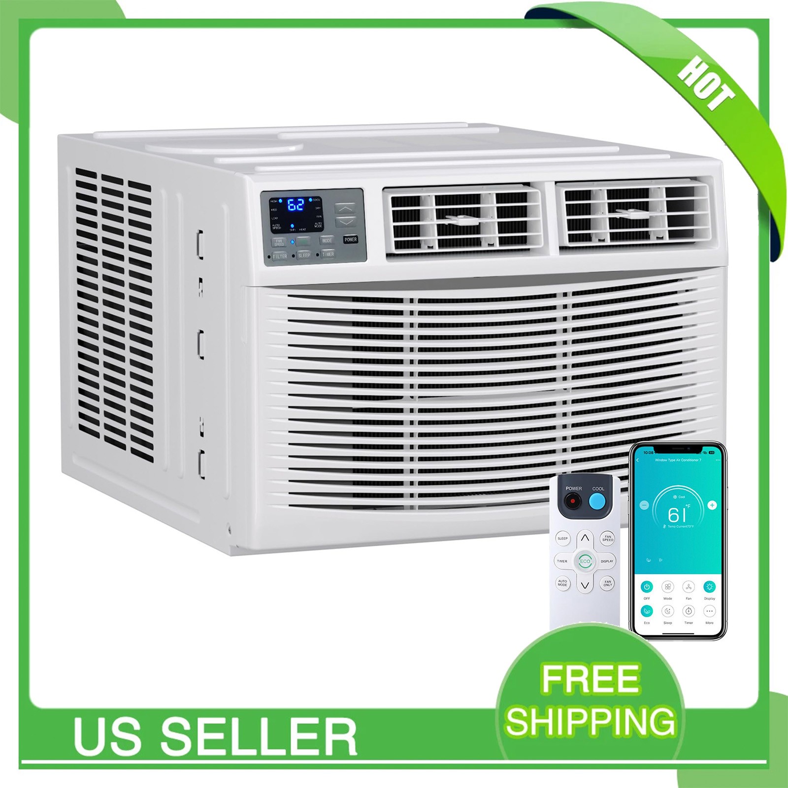 18000 BTU Window Air Conditioner & Heater Combo For Rooms up to 1000 Sq Ft, R32