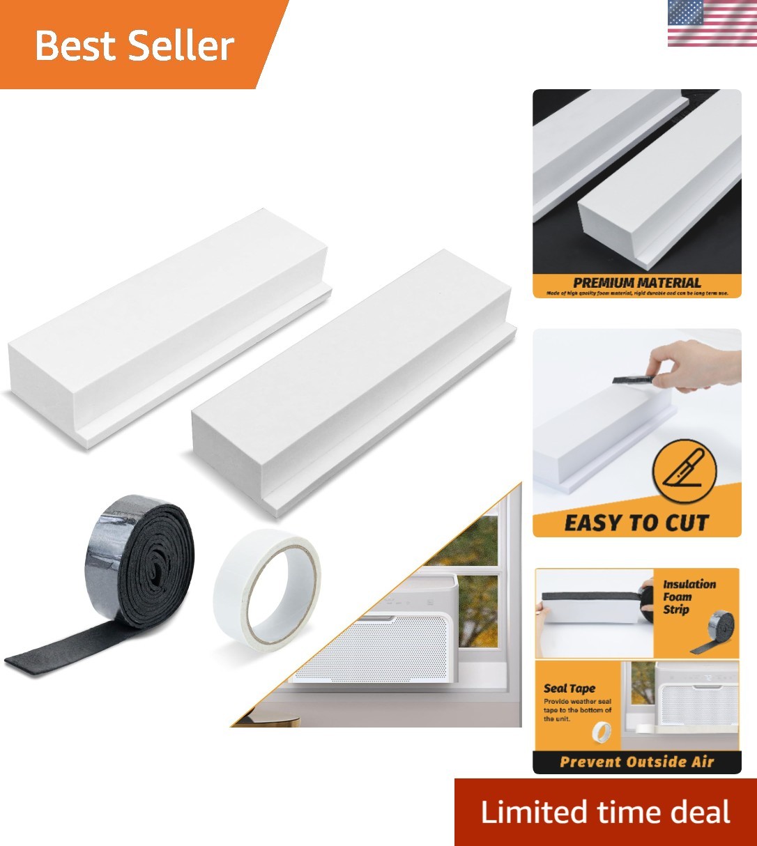 2 Pack of White Foam Block Insulation for U-Shape AC Units – Easy Installation