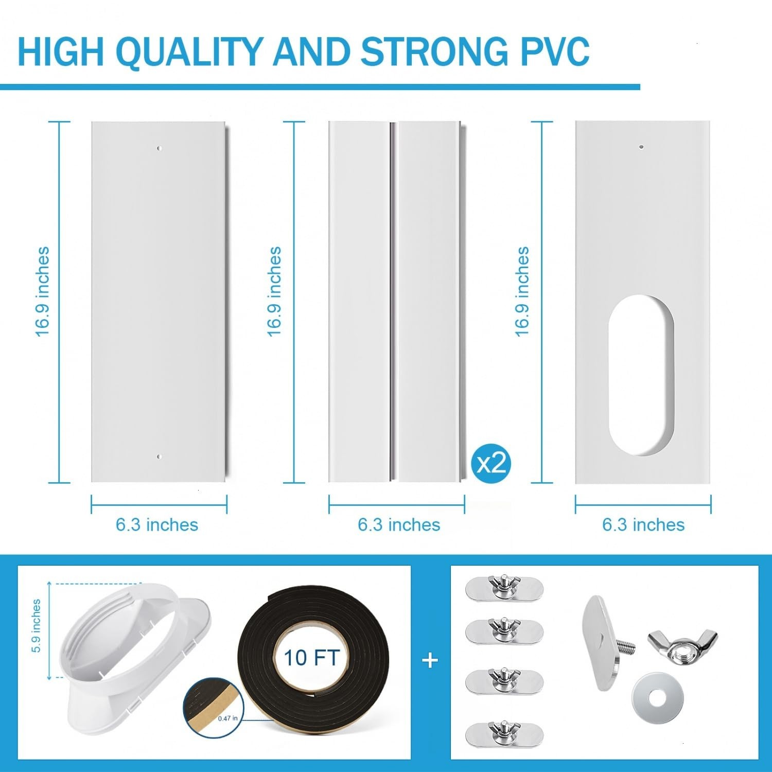Portable Air Conditioner Window Kit, Adjustable Seal, Universal Exhaust Hose 5.9
