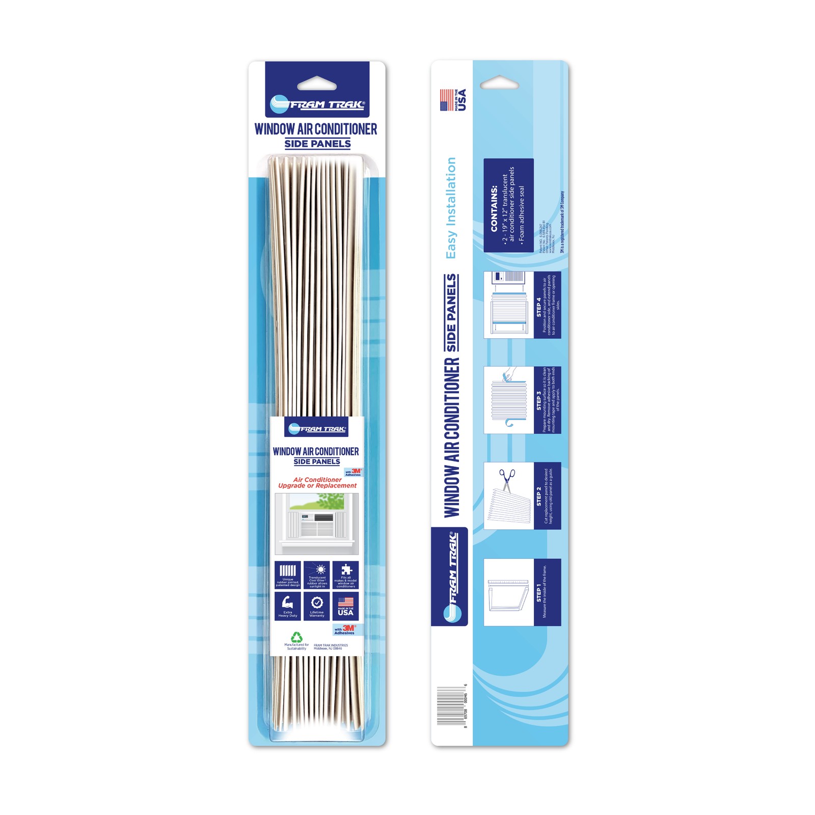 Adhesive Replacement Window Air Conditioner Side Panels, 19&Prime; H x 12&Prime; W, Beige