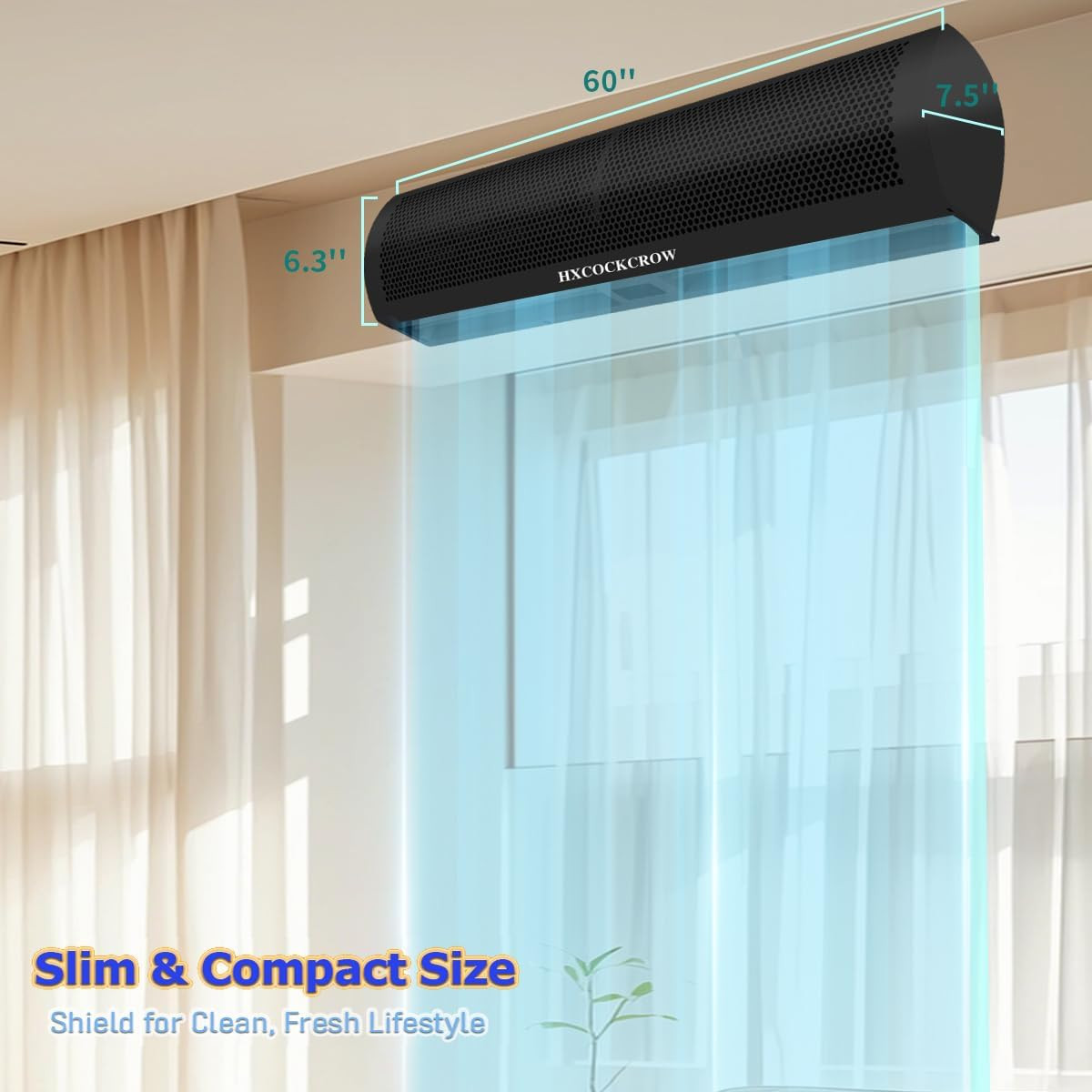 60&Prime; Commercial Air Curtain – Powerful Fly Fan for Doors, Keeps Bugs Out