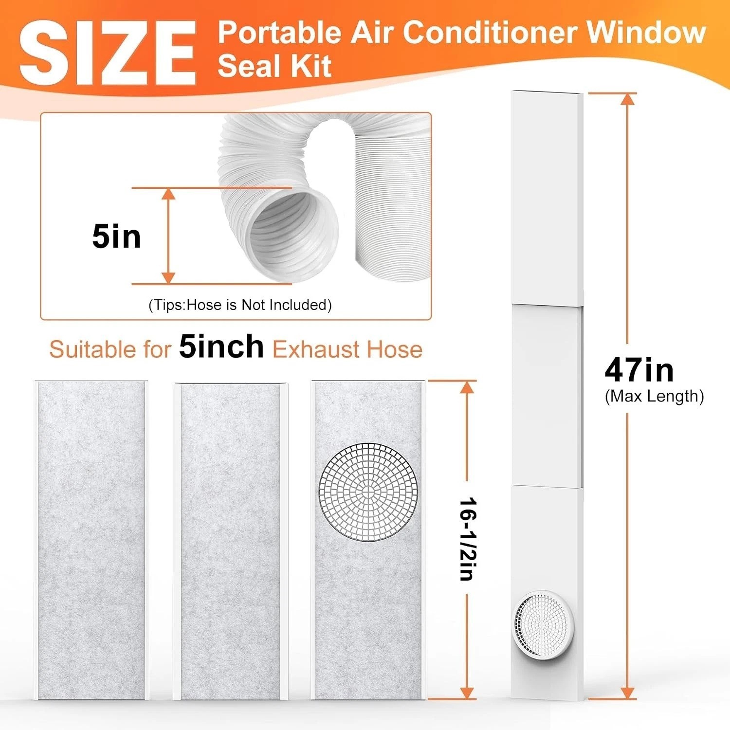 Portable Air Conditioner Window Seal Kit with Insulated Foam Panels, Adjustab…