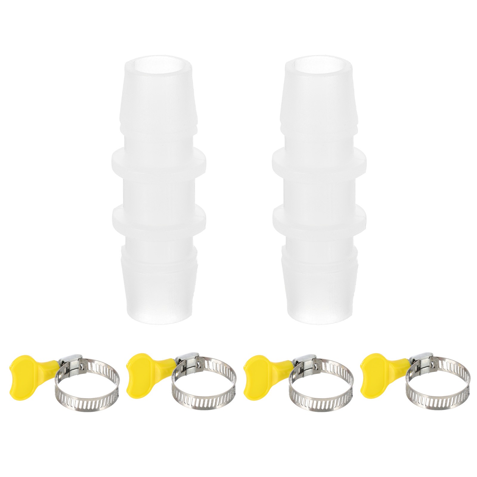 2Pcs Straight Drain Hose Connector Adapter with 4 Hose Clamps for 13-15mm Hose