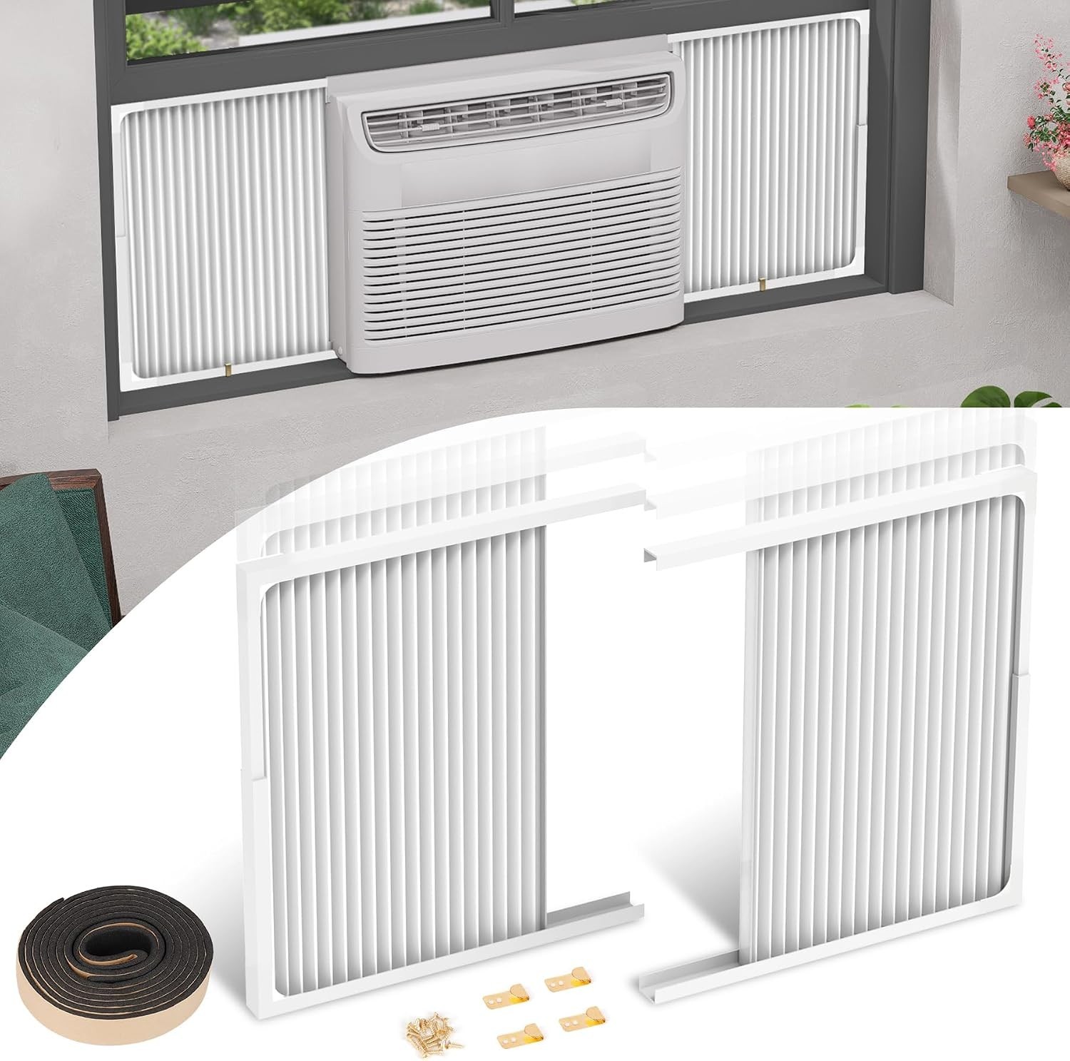 Adjustable Window Air Conditioner Side Panels Frame Set for 5000-14000 Btu Un…