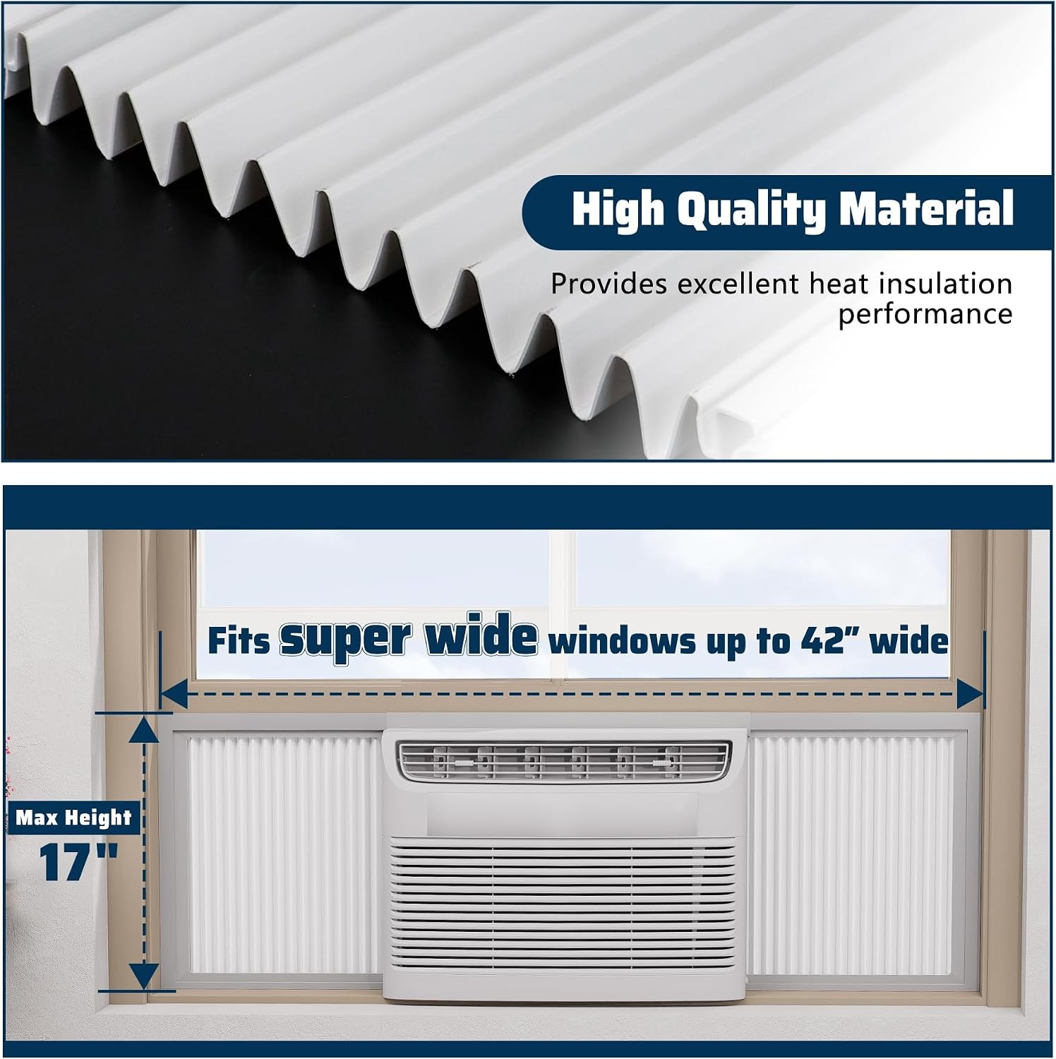 Window Air Conditioner Side Panels Kit 17&Prime; H x 19 1 4&Prime; W Extra Wide Window AC