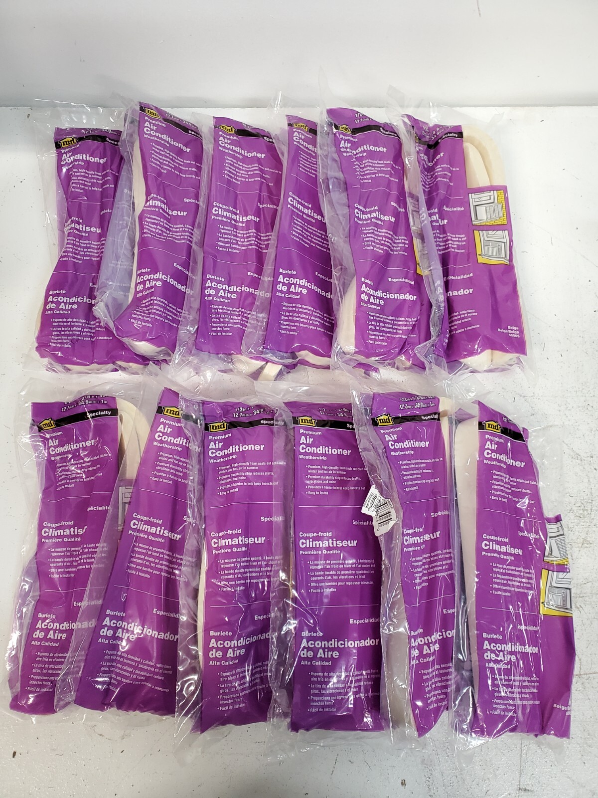 12 Qty of MD Premium Air Conditioner Weatherstrip 50005 1/2&Prime;x1-3/8&Prime;x42&Prime; (12 Qty)