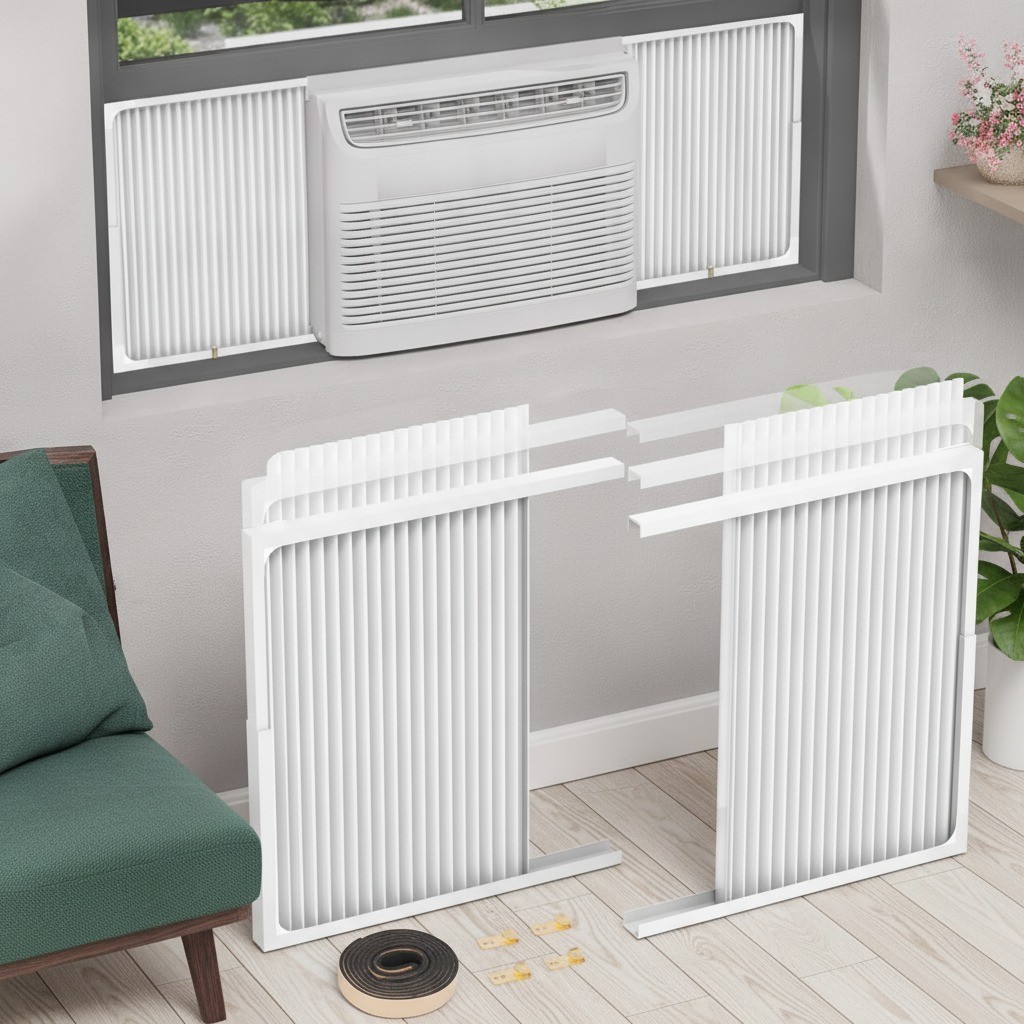 Window Air Conditioner Side Panel Frame Kit, 2 Pack, Adjustable, Vinyl