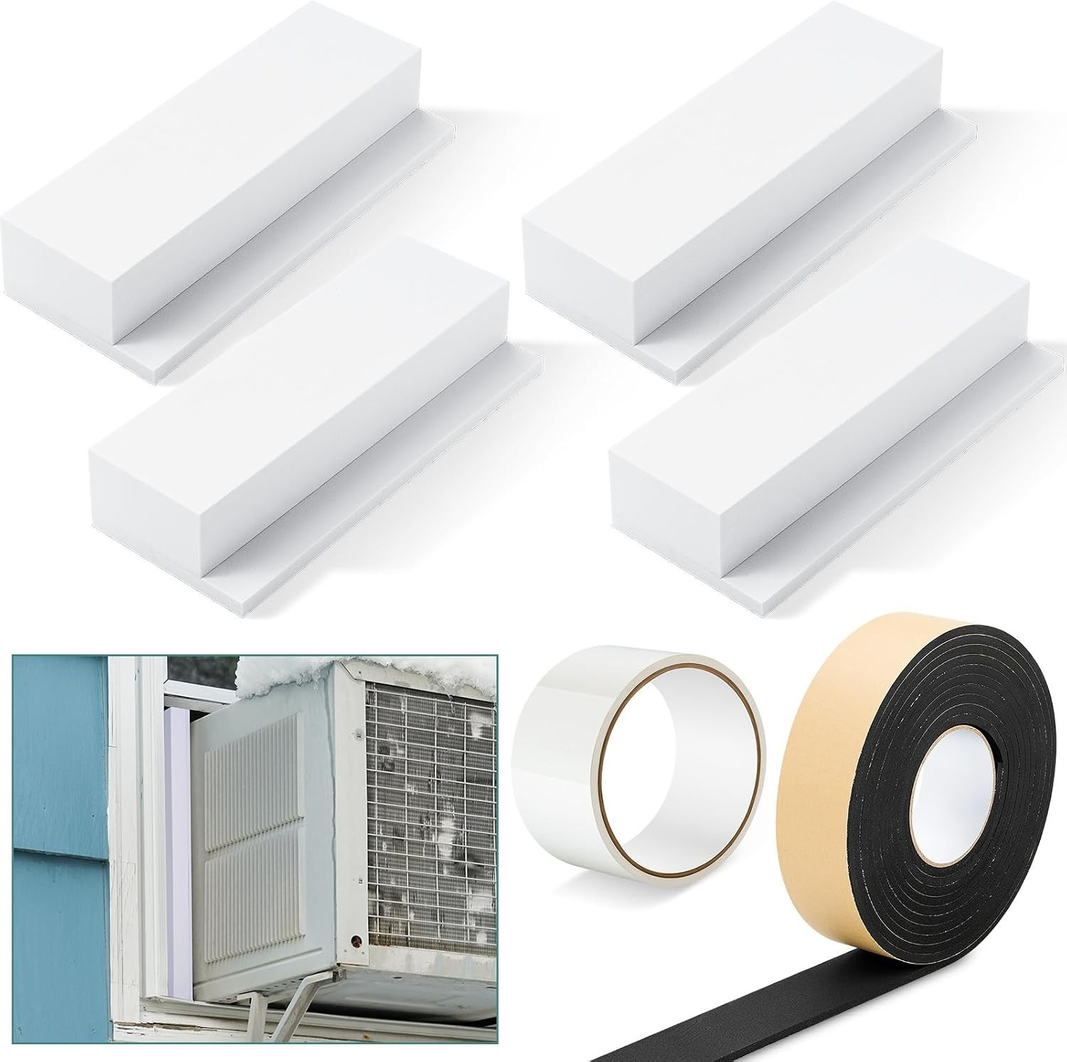 4 Pcs Foam Block Compatible with Midea U Shaped Window Air Conditioner Units,…