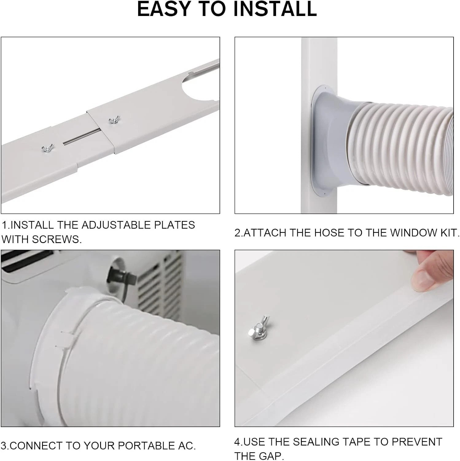Durable Portable Air Conditioner Window Vent Kit with 5.9&Prime; Hose – Universal Fit