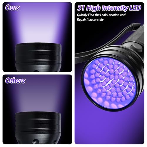 Auto Air Conditioner Leak Detector, Flashlight UV Oil Dye Leak Detection Kit