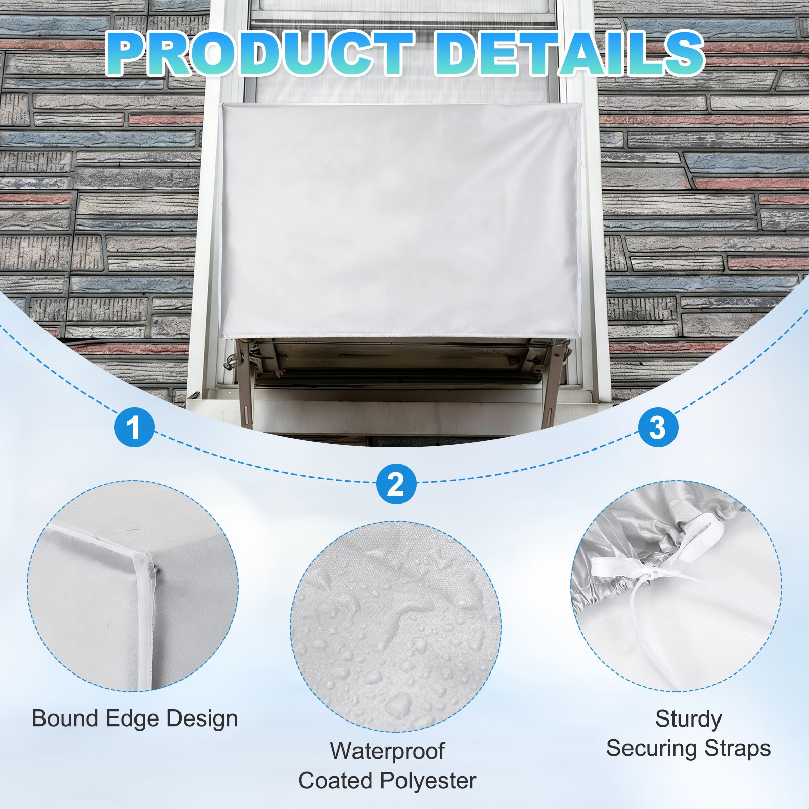 41 x 16 x 30 Inch Air Conditioner Cover, 2 Pcs AC Unit Protector, Silver